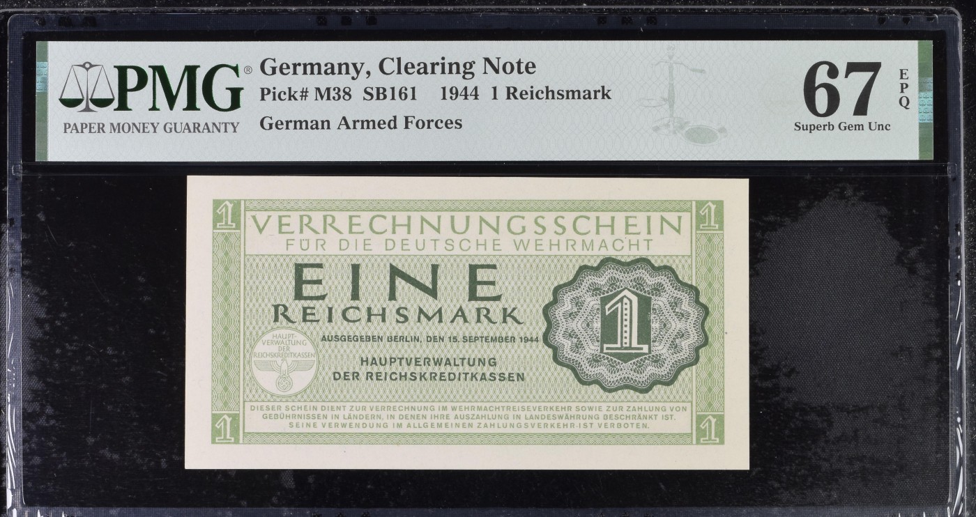 收藏联盟Quantum Auction 第286期拍卖  德国1944年1马克 PMG67