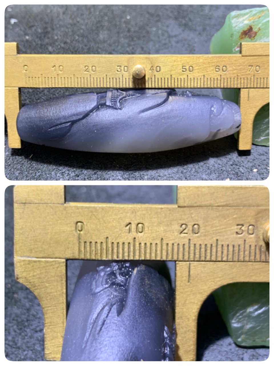 精美亚光高玉化青花料巴西玛瑙手工俏色巧雕一夜孤舟意境吊坠一个