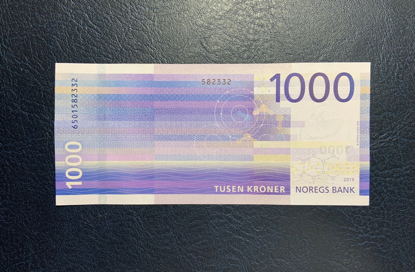 收藏联盟Quantum Auction 第286期拍卖  挪威2019年1000克朗 品相UNC- 号码全程无47 大海浪