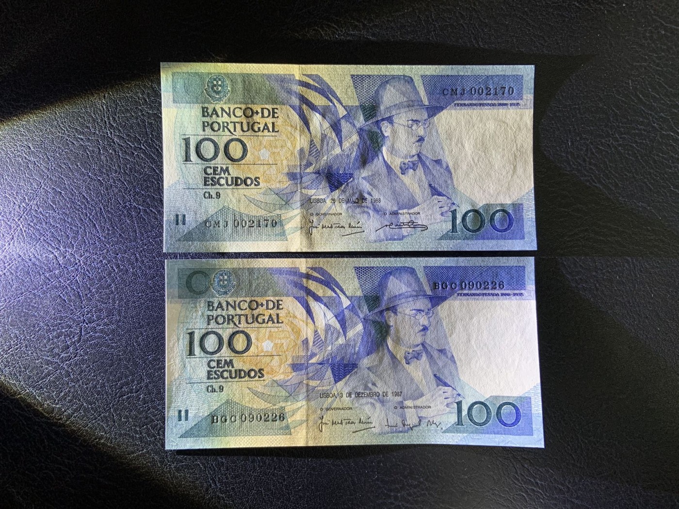 收藏联盟Quantum Auction 第286期拍卖  葡萄牙1987年100埃斯库多两张 品相UNC 