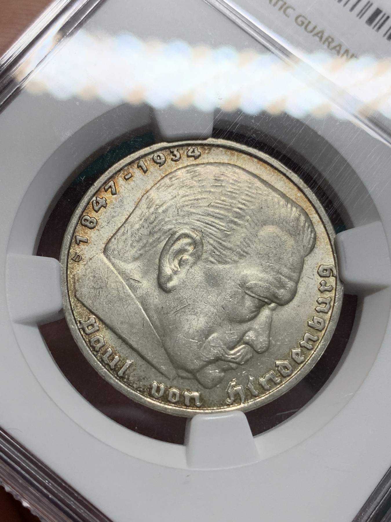 《竞宝斋》第194场-周日，周一 2场 (全场包邮) NGC-MS63 德国1935年兴登堡5马克银币