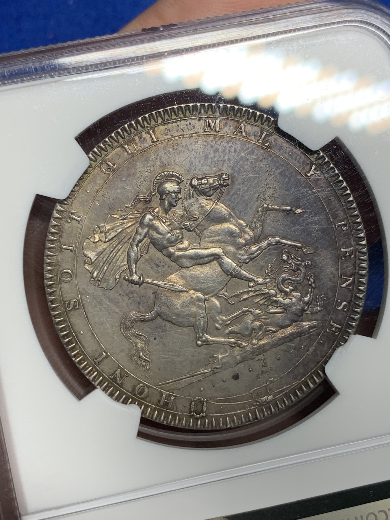 《竞宝斋》第194场-周日，周一 2场 (全场包邮) NGC UNC 英国1819年乔治三世马剑克朗大银币