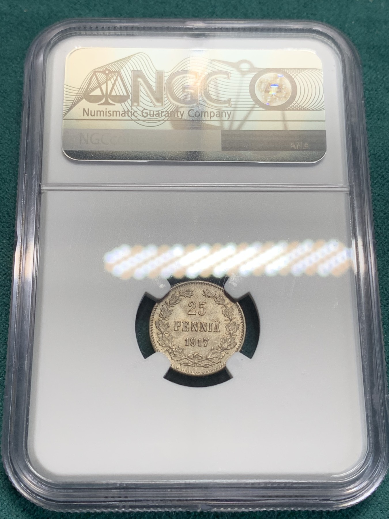 《竞宝斋》第194场-周日，周一 2场 (全场包邮) NGC MS64 俄占芬兰1917年25芬尼银币