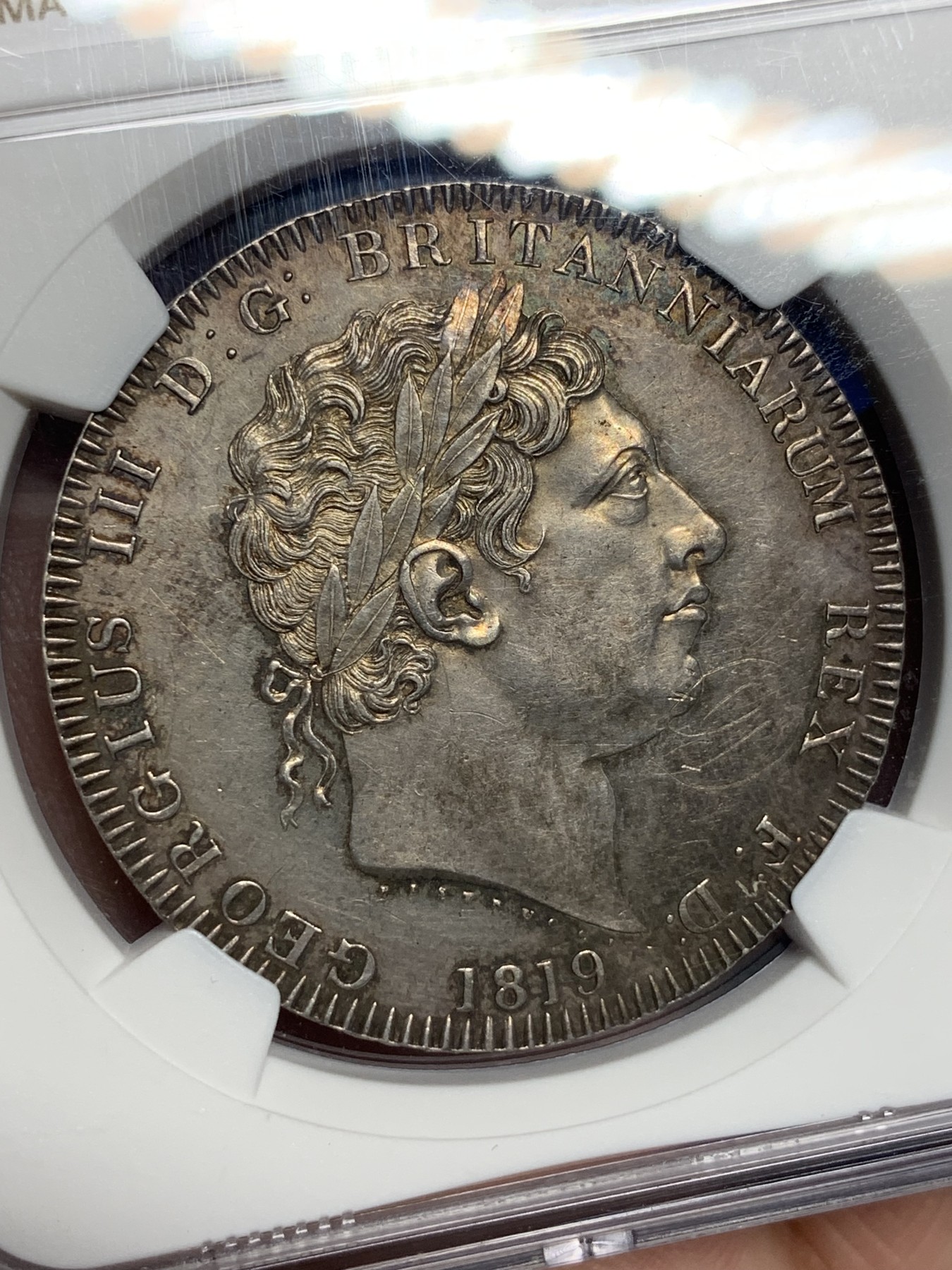 《竞宝斋》第194场-周日，周一 2场 (全场包邮) NGC UNC 英国1819年乔治三世马剑克朗大银币