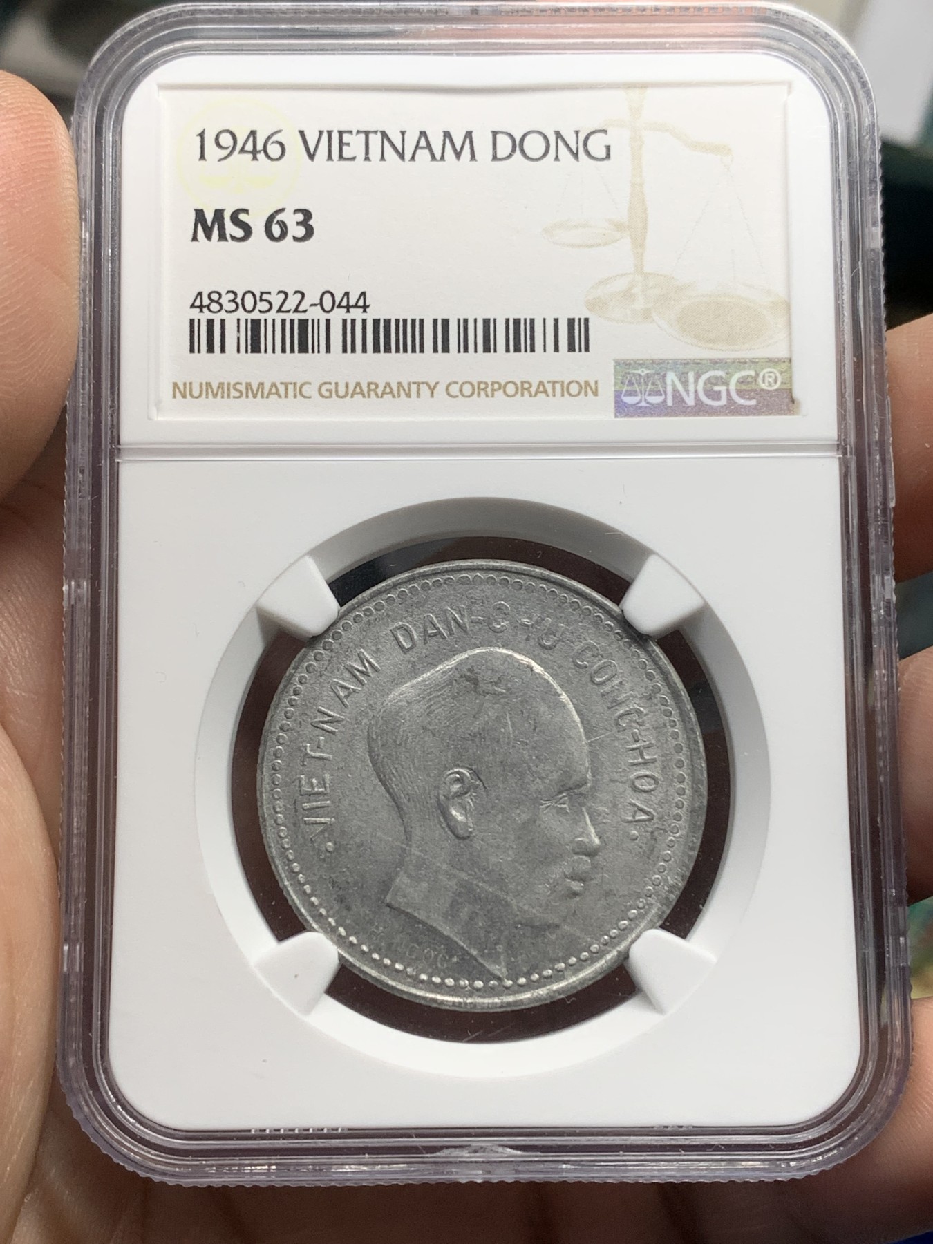 《竞宝斋》第194场-周日，周一 2场 (全场包邮) NGC MS63 1946年 越南胡志明铝币 大多腐蚀 高分深打极不易 四月同分港拍720美元成交
