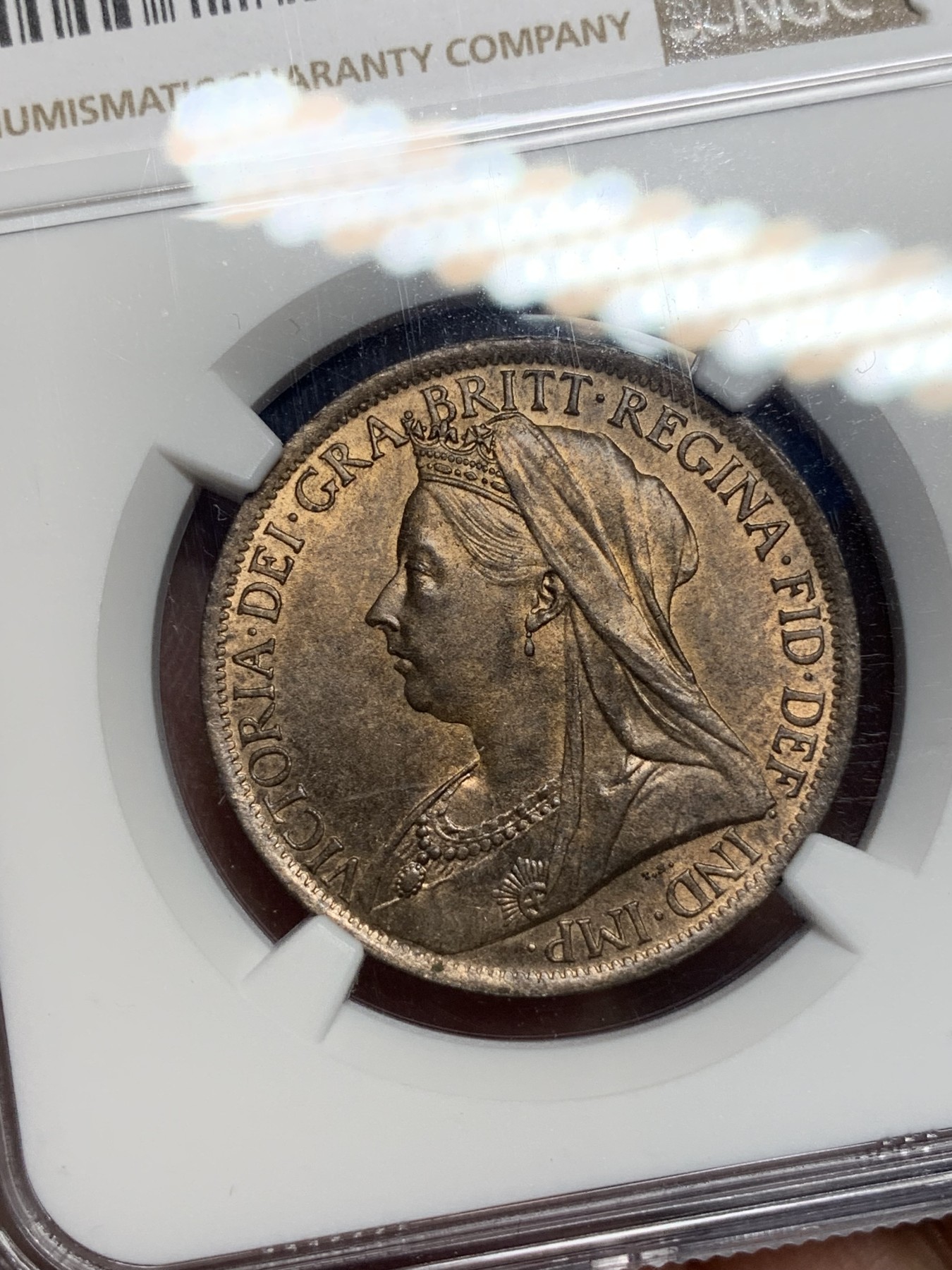 《竞宝斋》第194场-周日，周一 2场 (全场包邮) NGC-MS64 高分 英国1901年1便士大铜币 漂亮红棕色包浆
