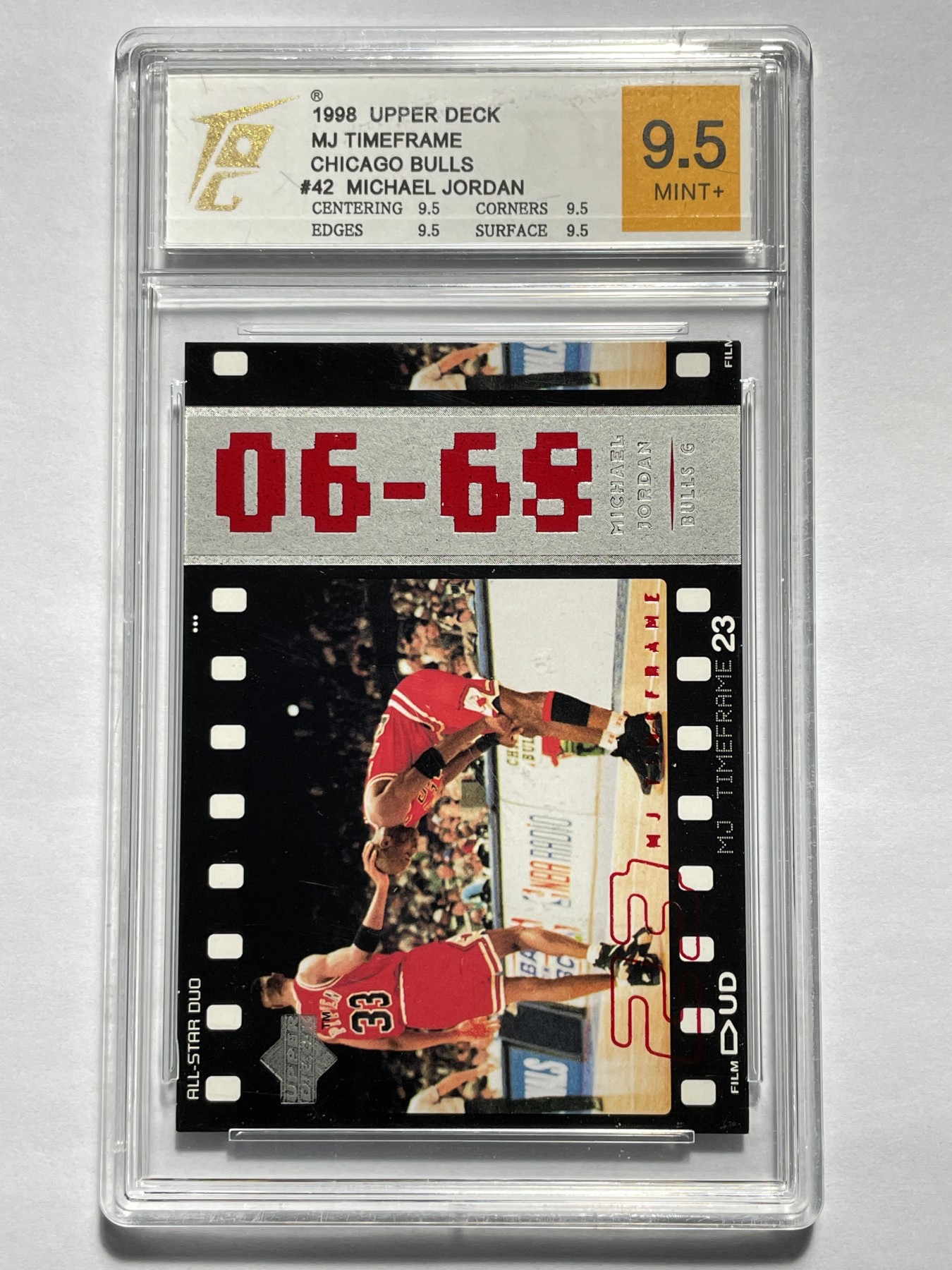 【德藏】卡牌拍卖第3期 -{ 游戏王，球星卡 }专场 全场包邮 1998 UpperDeck 迈克尔-乔丹 胶片系列（89-90）TQC 9.5