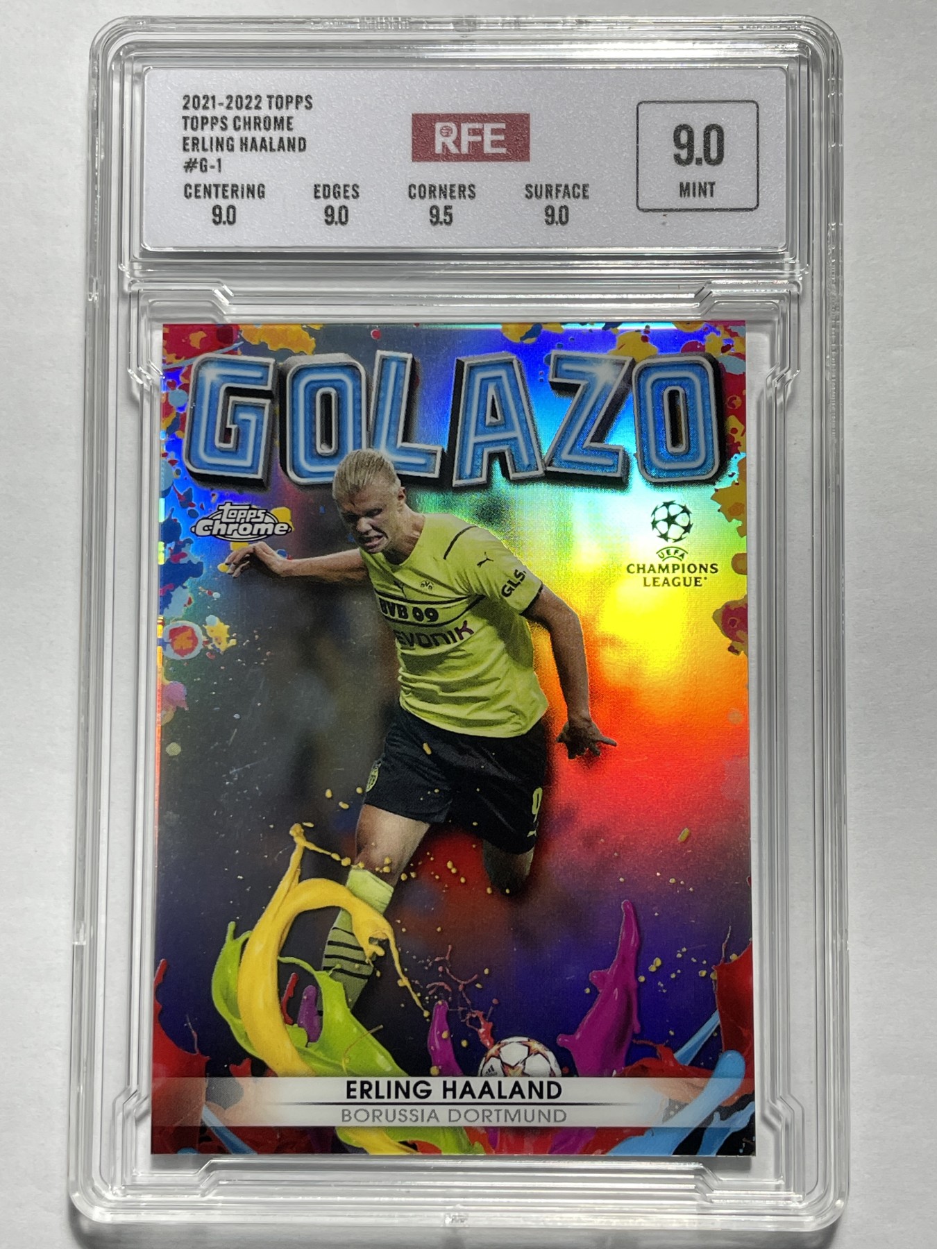 【德藏】卡牌拍卖第3期 -{ 游戏王，球星卡 }专场 全场包邮 2021-22 Topps Chrome Erling Haaland 哈兰德 折射 多特蒙德 RFE 9