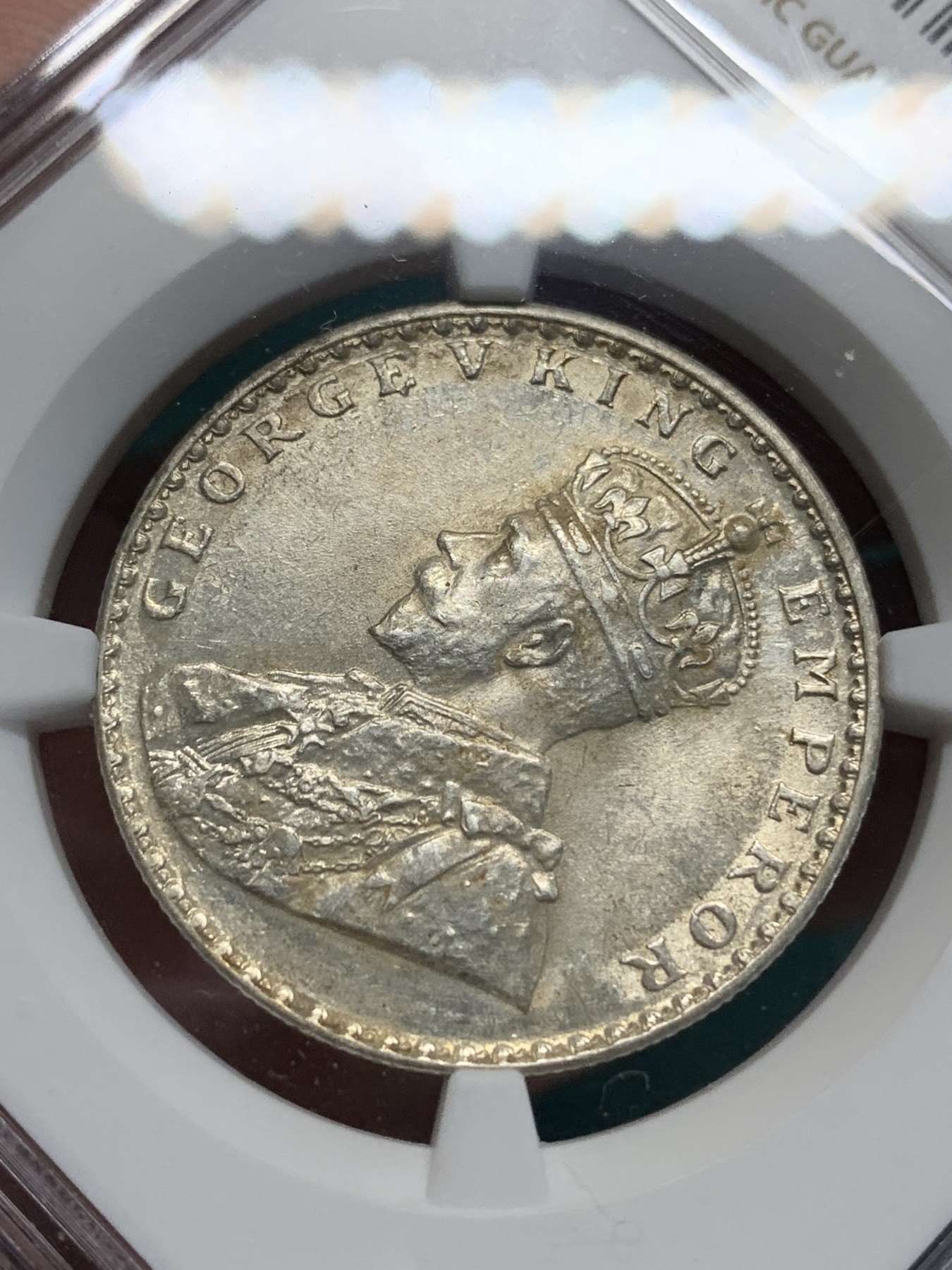 《竞宝斋》第194场-周日，周一 2场 (全场包邮) NGC-UNC 英属印度 1912年 C版 1卢比银币