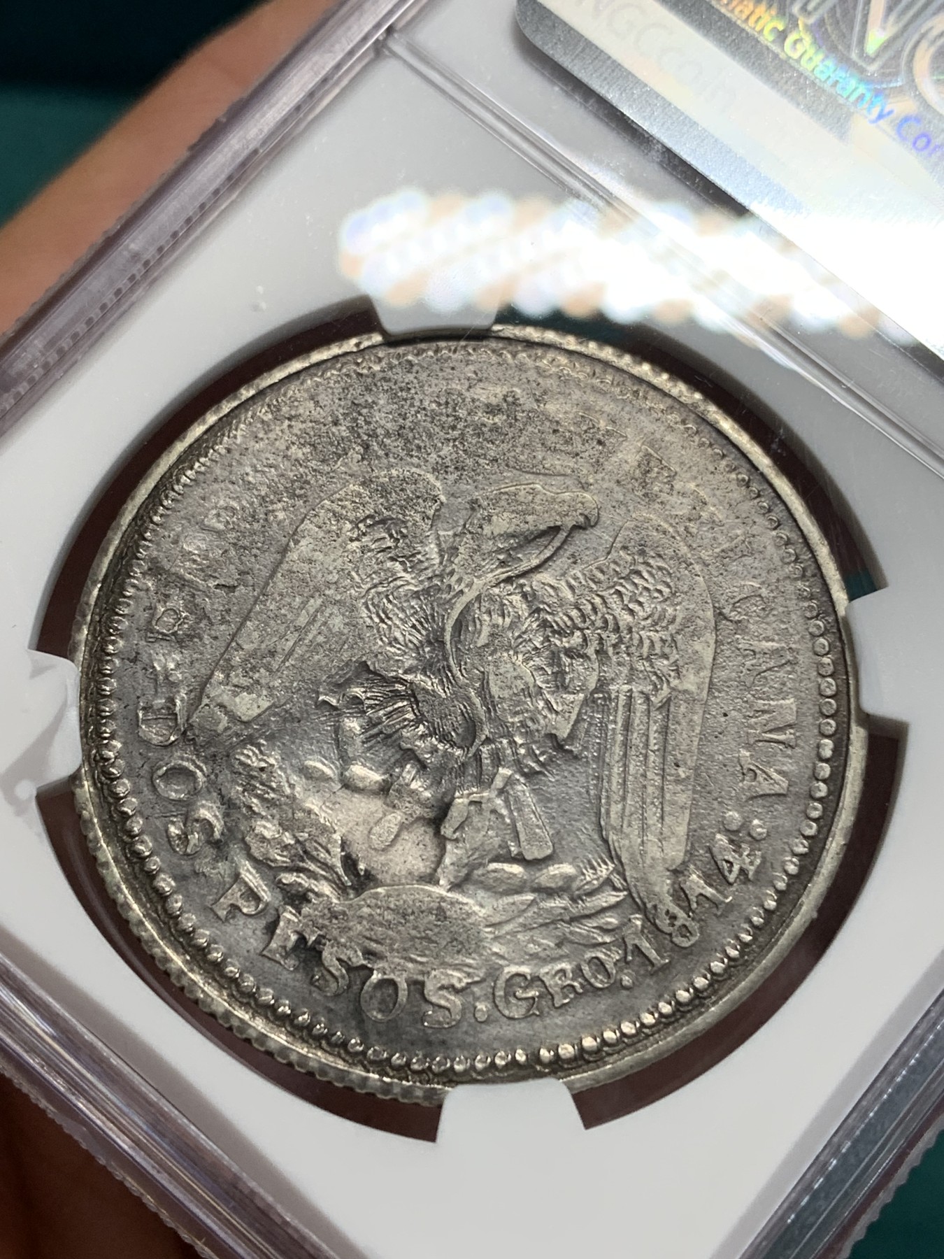 《竞宝斋》第194场-周日，周一 2场 (全场包邮) NGC-UNC 墨西哥 1914年 2比索 内战时期含金银币