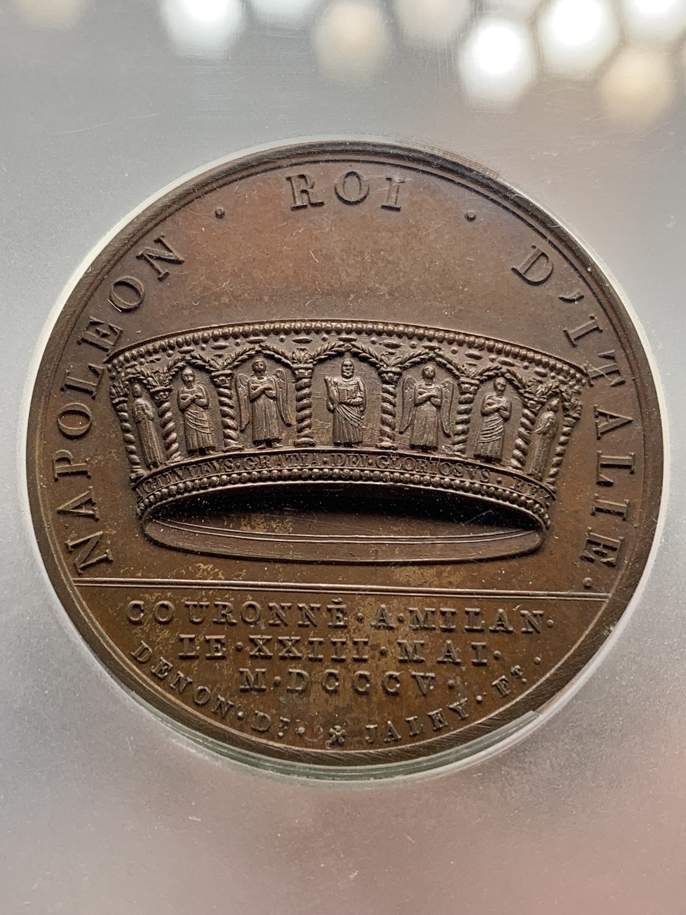 《竞宝斋》第194场-周日，周一 2场 (全场包邮) PCGS SP64 1805年拿破仑米兰加冕 原铸大铜章 顶级高分 加大盒装