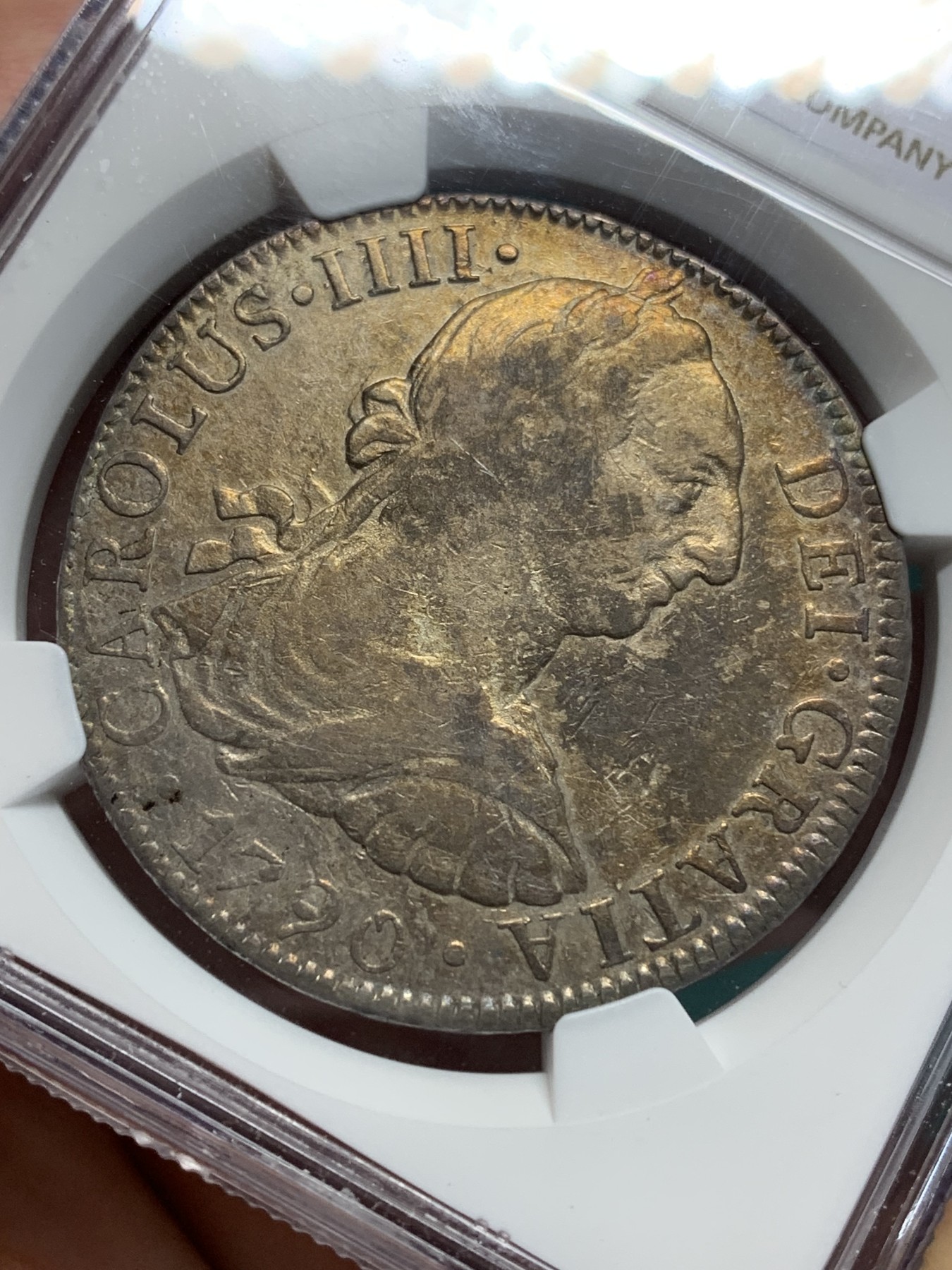 《竞宝斋》第194场-周日，周一 2场 (全场包邮) NGC-VFD 西属墨西哥1790年卡洛斯四世过渡版 8里亚尔银币 （卡三头像 卡四文字）