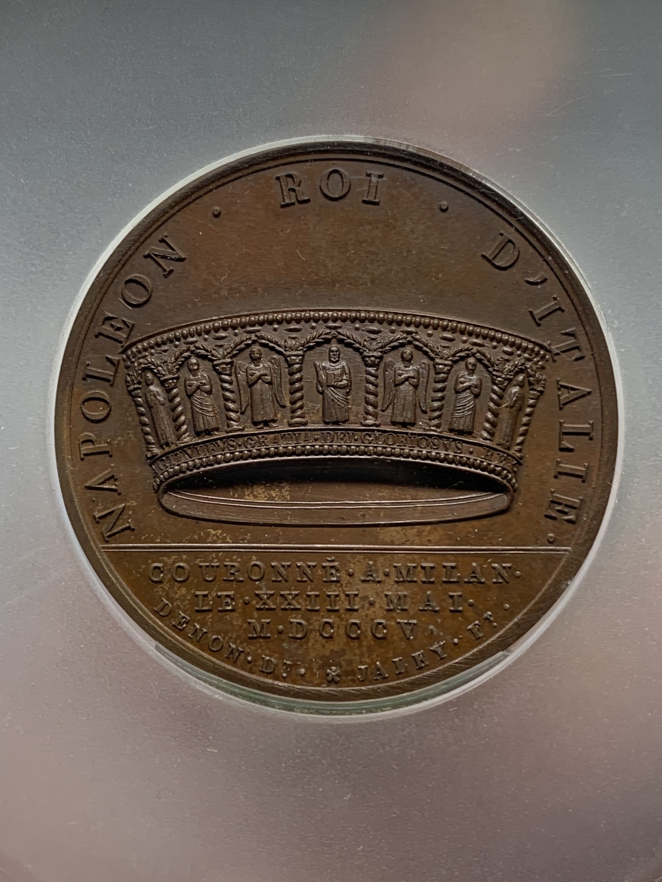 《竞宝斋》第194场-周日，周一 2场 (全场包邮) PCGS SP64 1805年拿破仑米兰加冕 原铸大铜章 顶级高分 加大盒装