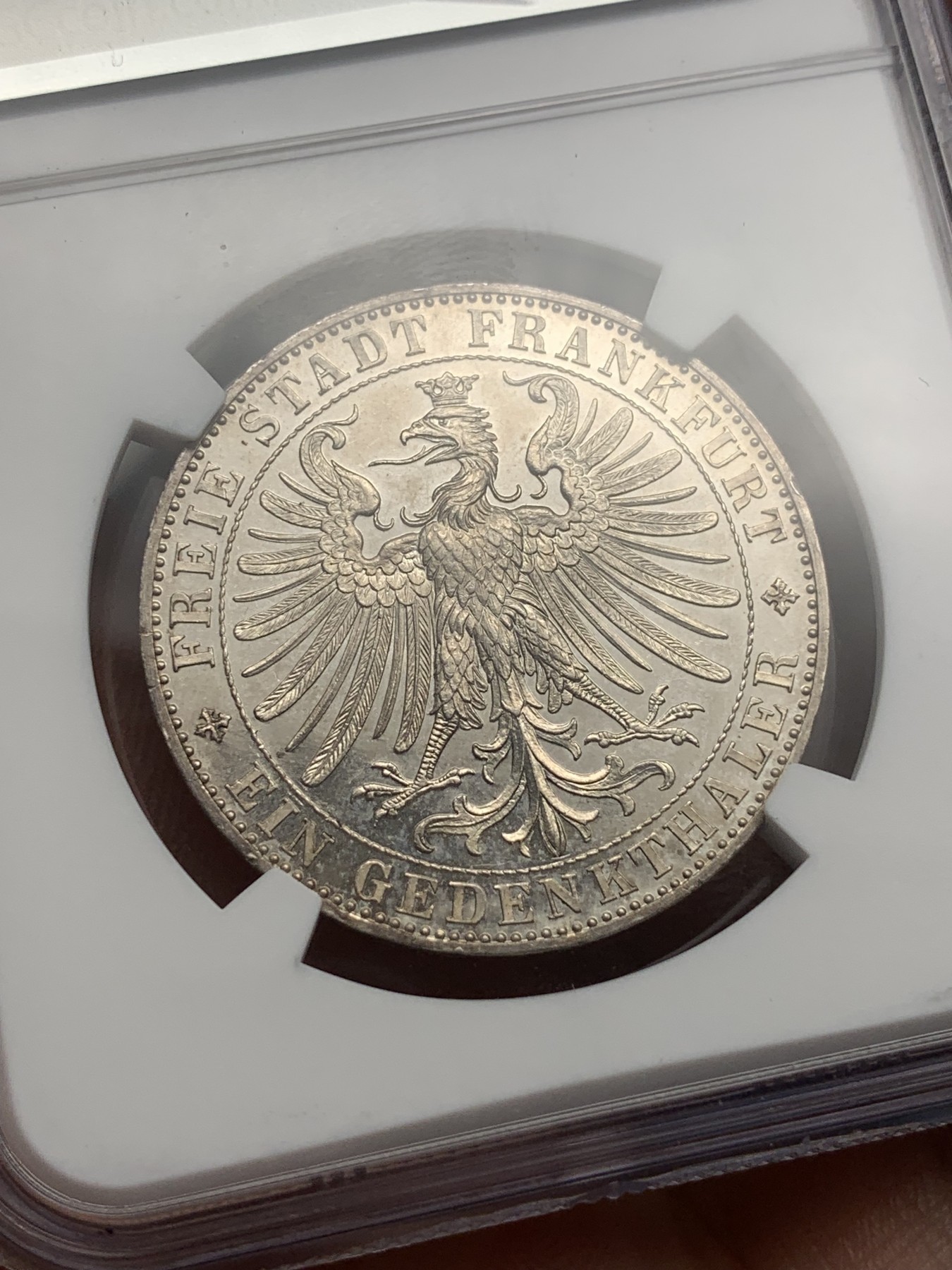 《竞宝斋》第194场-周日，周一 2场 (全场包邮) NGC-MS63PL 德国1863年王子会议泰勒银币，强镜面，带PL尾巴的不多见