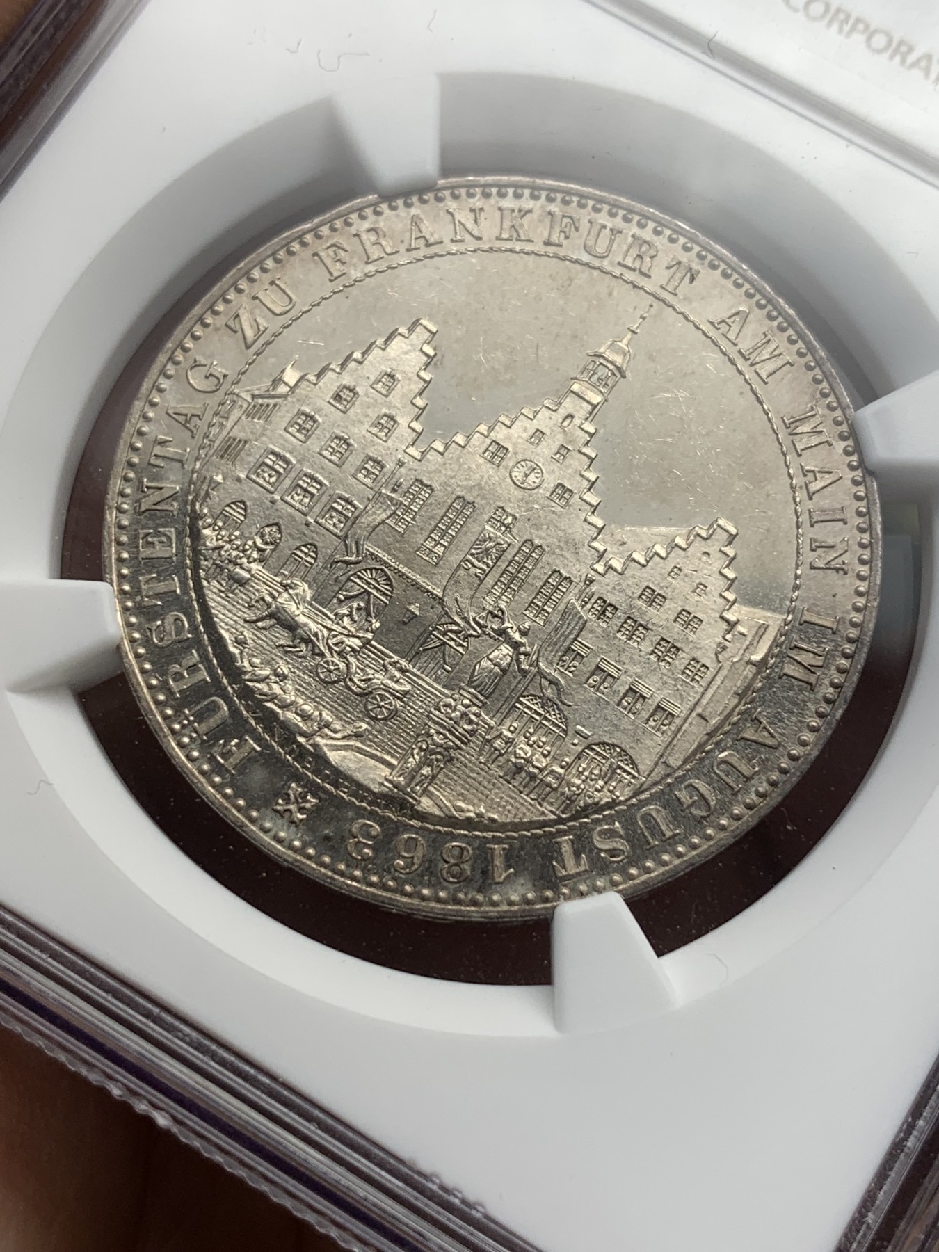 《竞宝斋》第194场-周日，周一 2场 (全场包邮) NGC-MS63PL 德国1863年王子会议泰勒银币，强镜面，带PL尾巴的不多见