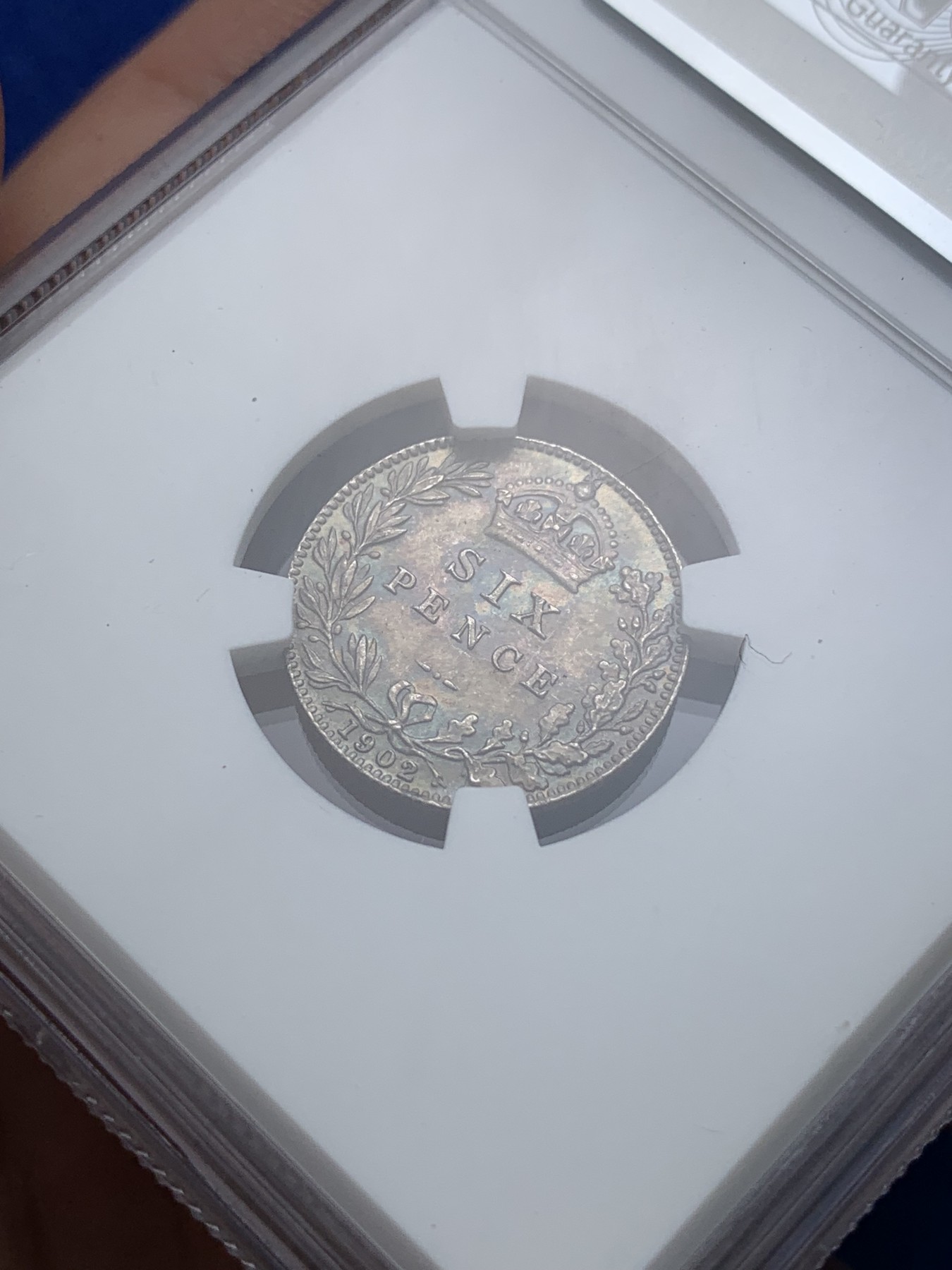 《竞宝斋》第194场-周日，周一 2场 (全场包邮) NGC-MS63 英国1906爱七6便士银币 深彩包浆漂亮