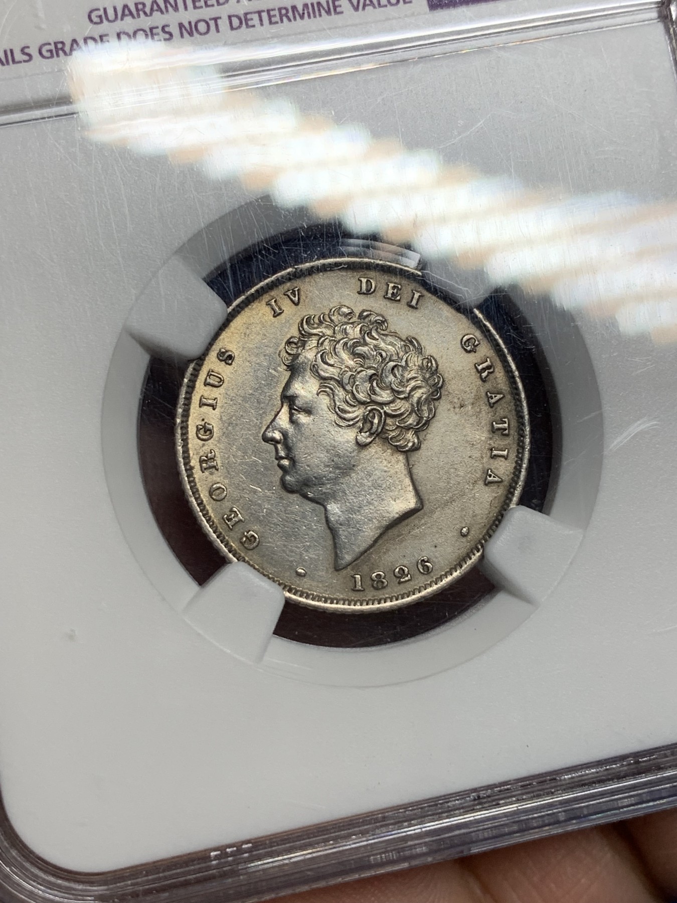 《竞宝斋》第194场-周日，周一 2场 (全场包邮) NGC UNC 英国1826年乔治四世1先令银币 少见品种
