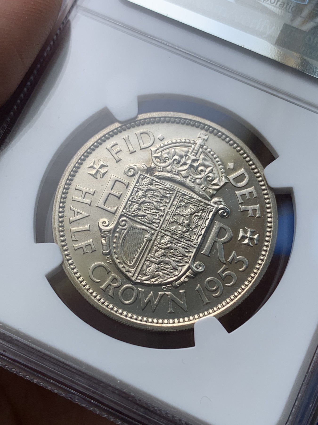 《竞宝斋》第194场-周日，周一 2场 (全场包邮) NGC-PF65  英国1953年伊丽莎白二世加冕精制半克朗  高分