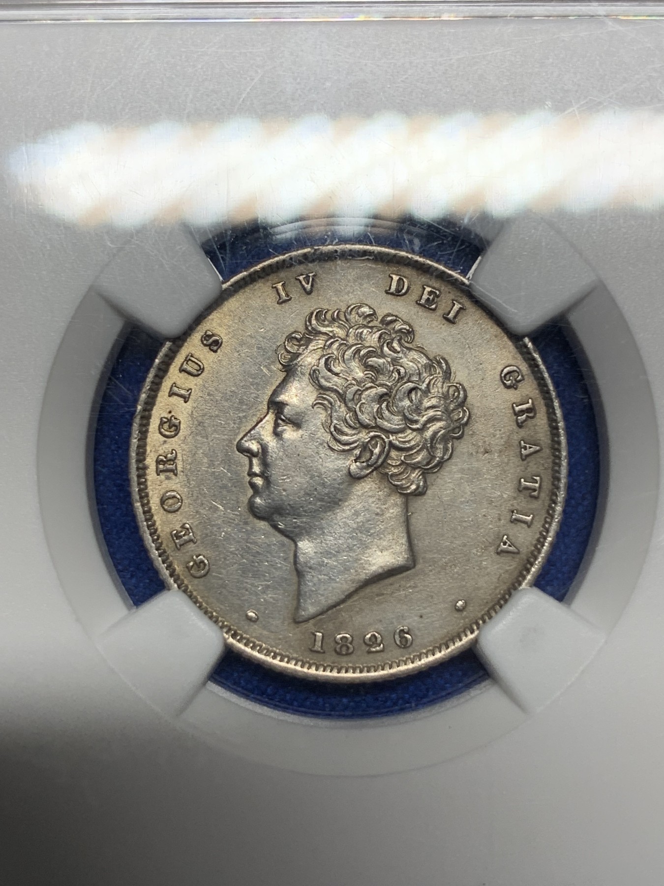 《竞宝斋》第194场-周日，周一 2场 (全场包邮) NGC UNC 英国1826年乔治四世1先令银币 少见品种
