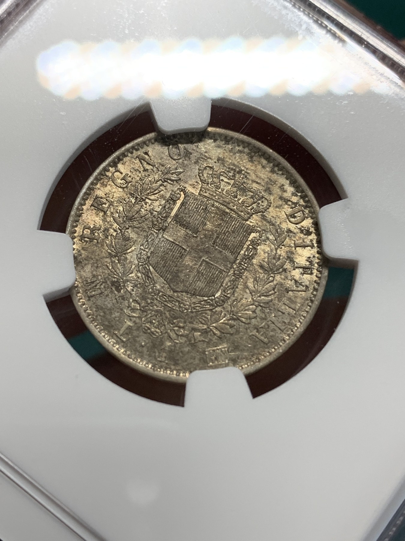 《竞宝斋》第194场-周日，周一 2场 (全场包邮) NGC-AUD 意大利1863年1里拉银币 转光UNC状态