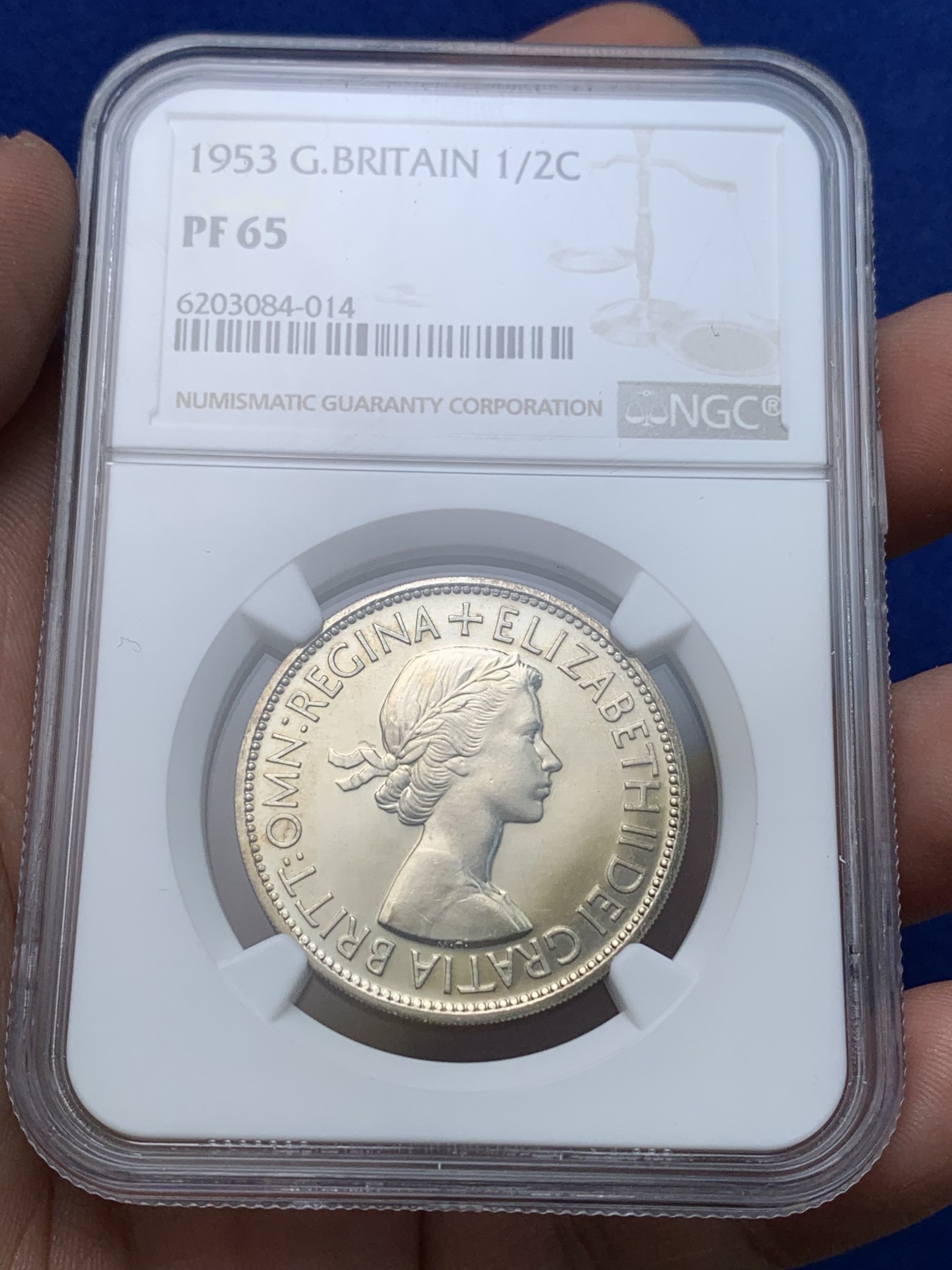 《竞宝斋》第194场-周日，周一 2场 (全场包邮) NGC-PF65  英国1953年伊丽莎白二世加冕精制半克朗  高分
