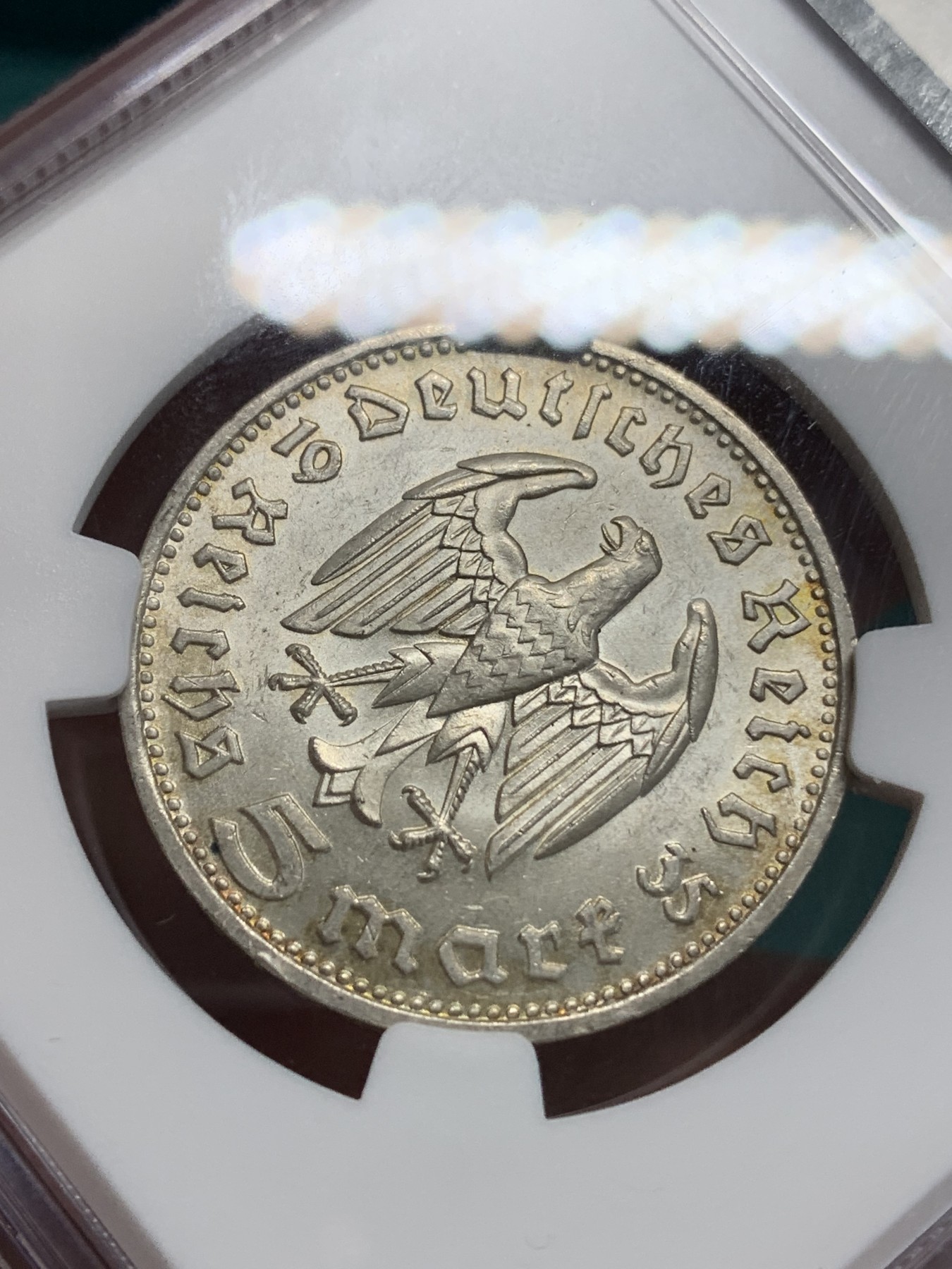 《竞宝斋》第194场-周日，周一 2场 (全场包邮) NGC-MS63 德国1935年兴登堡5马克银币