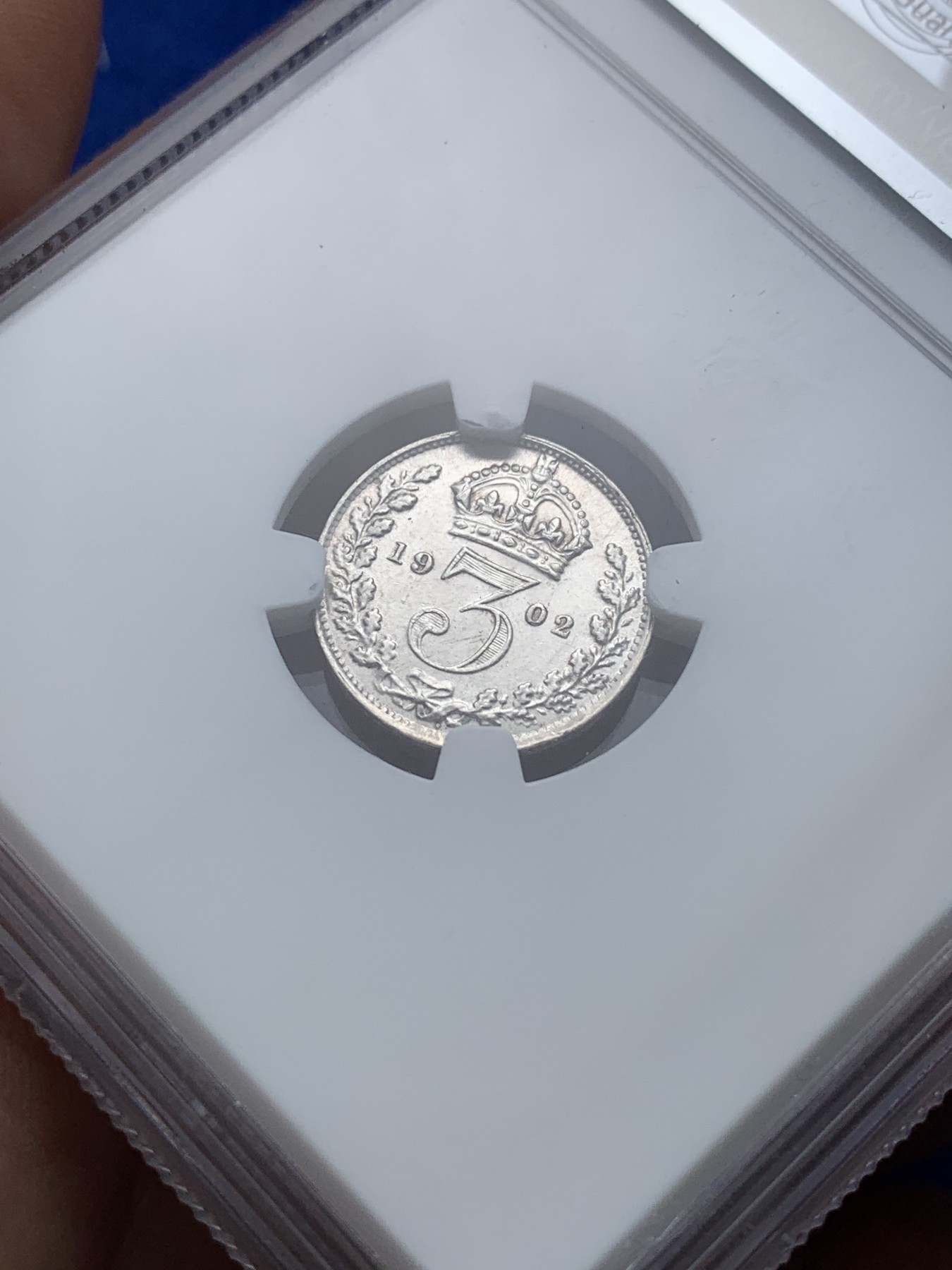 《竞宝斋》第194场-周日，周一 2场 (全场包邮) NGC-MS63 英国1902爱七3便士银币