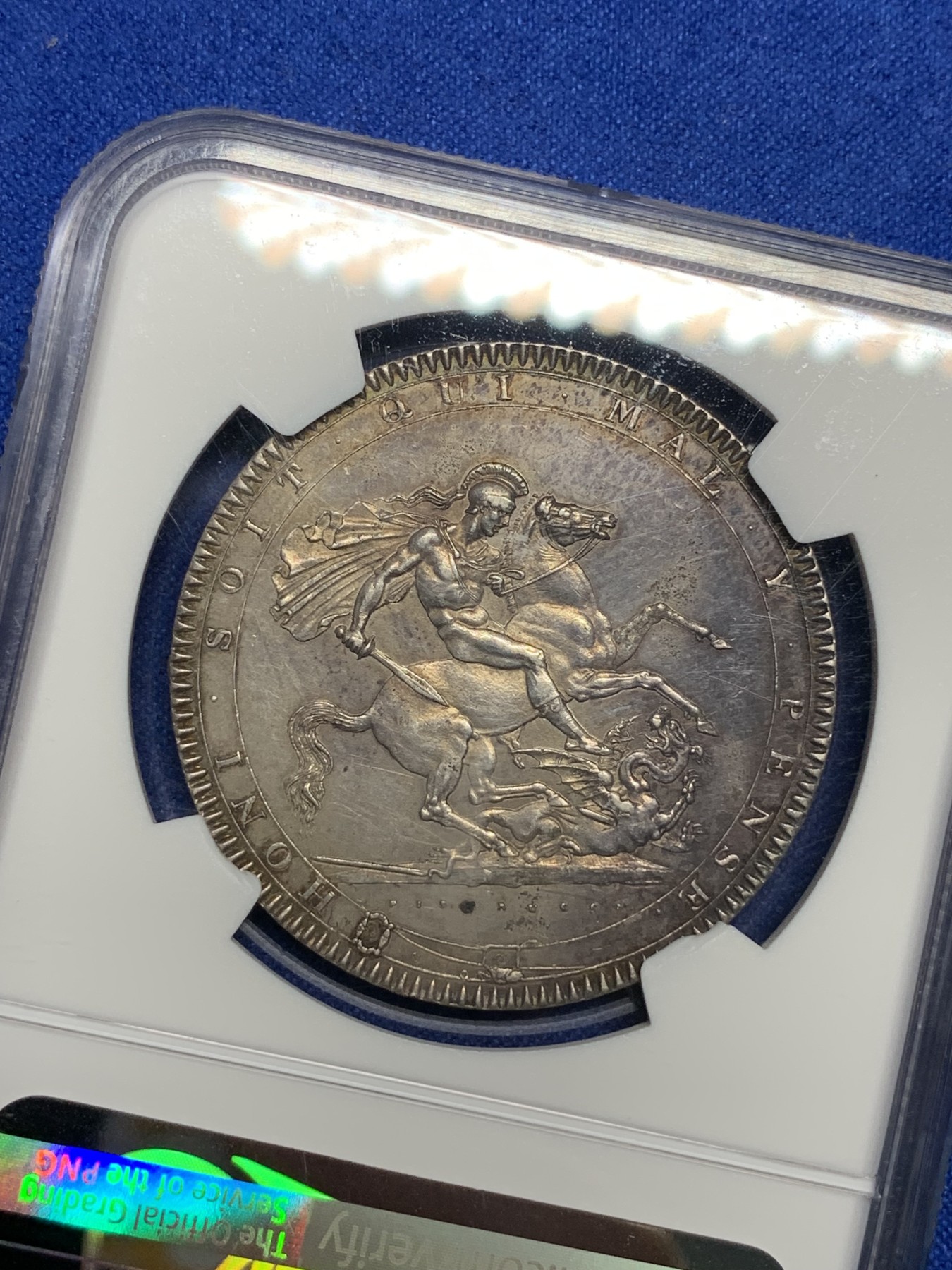 《竞宝斋》第194场-周日，周一 2场 (全场包邮) NGC UNC 英国1819年乔治三世马剑克朗大银币