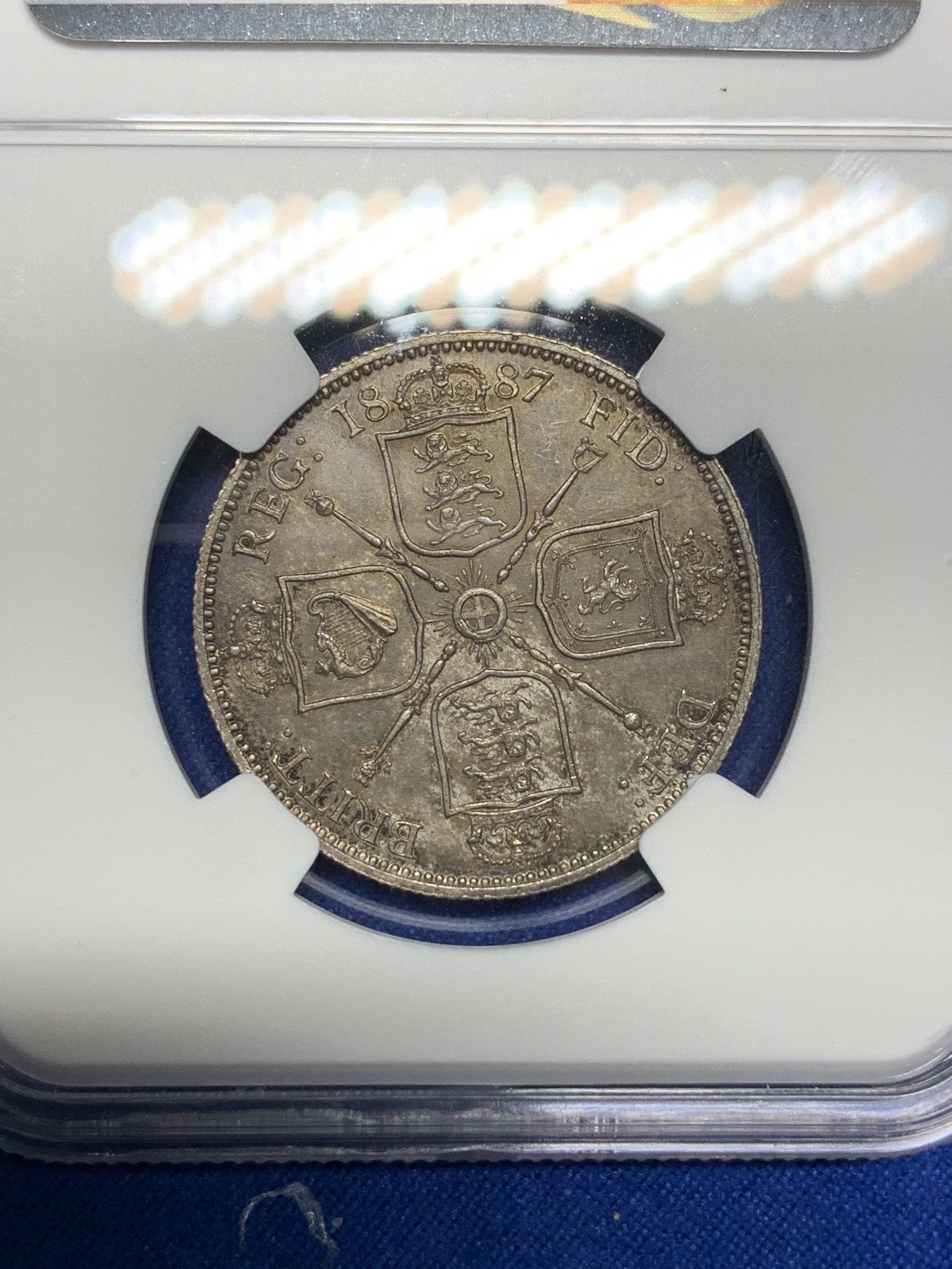 《竞宝斋》第194场-周日，周一 2场 (全场包邮) NGC-MS63 英国1887维多利亚高冠弗洛林银币 原味包浆