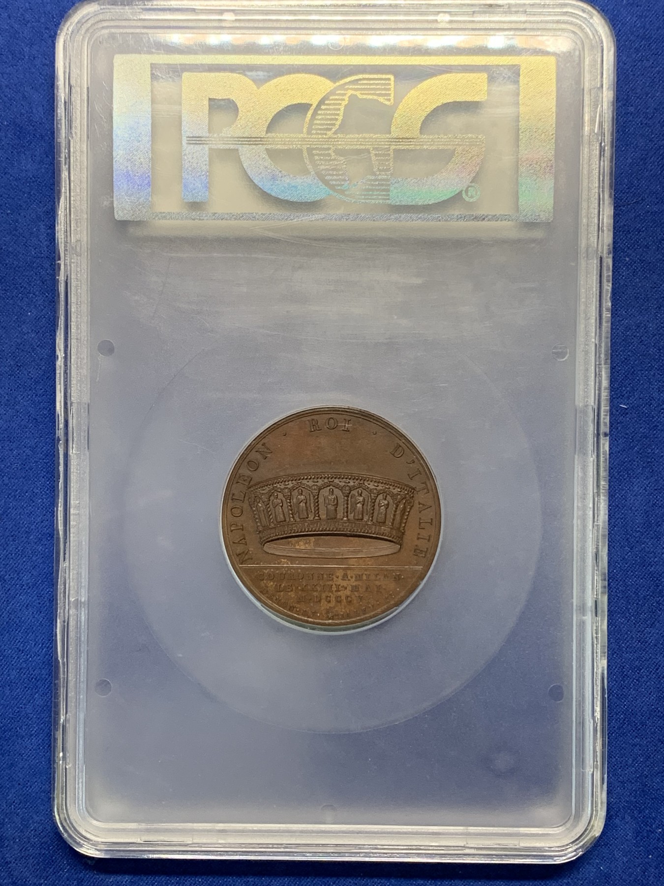 《竞宝斋》第194场-周日，周一 2场 (全场包邮) PCGS SP64 1805年拿破仑米兰加冕 原铸大铜章 顶级高分 加大盒装
