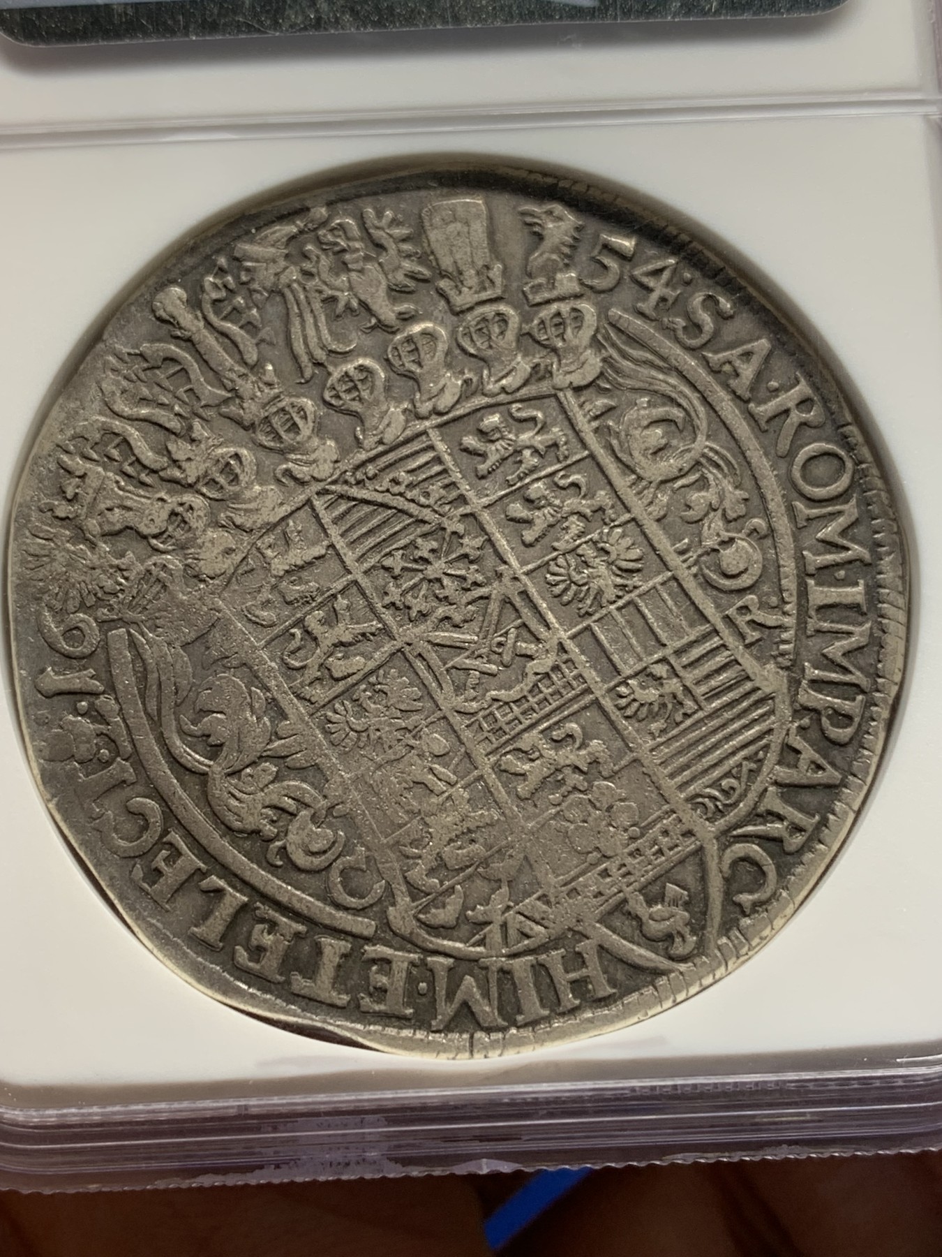 《竞宝斋》第194场-周日，周一 2场 (全场包邮) NGC XF45 神圣罗马 帝国 1654年 萨克森 武士剑泰勒银币 原味45分不错的品种