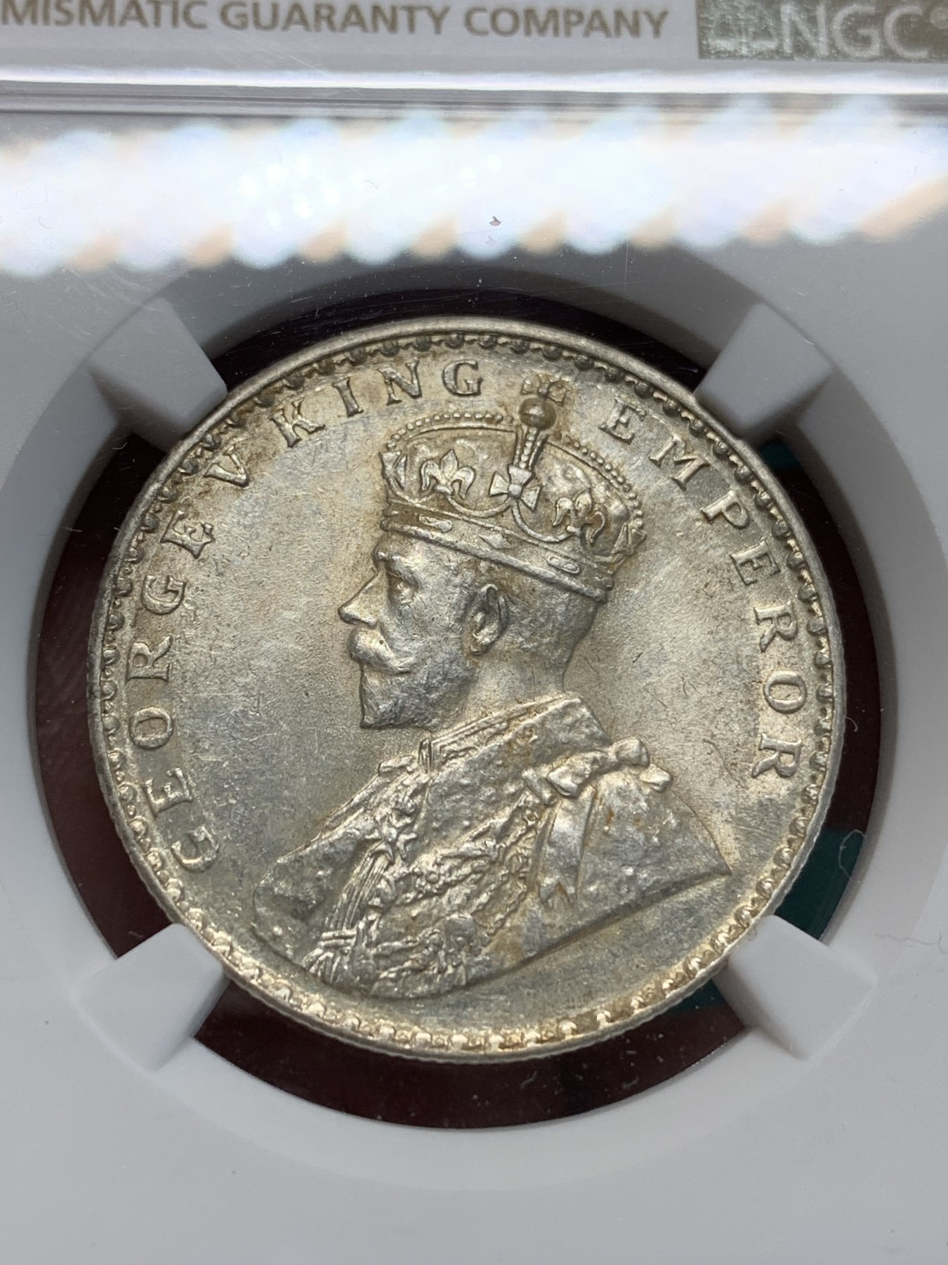 《竞宝斋》第194场-周日，周一 2场 (全场包邮) NGC-UNC 英属印度 1912年 C版 1卢比银币