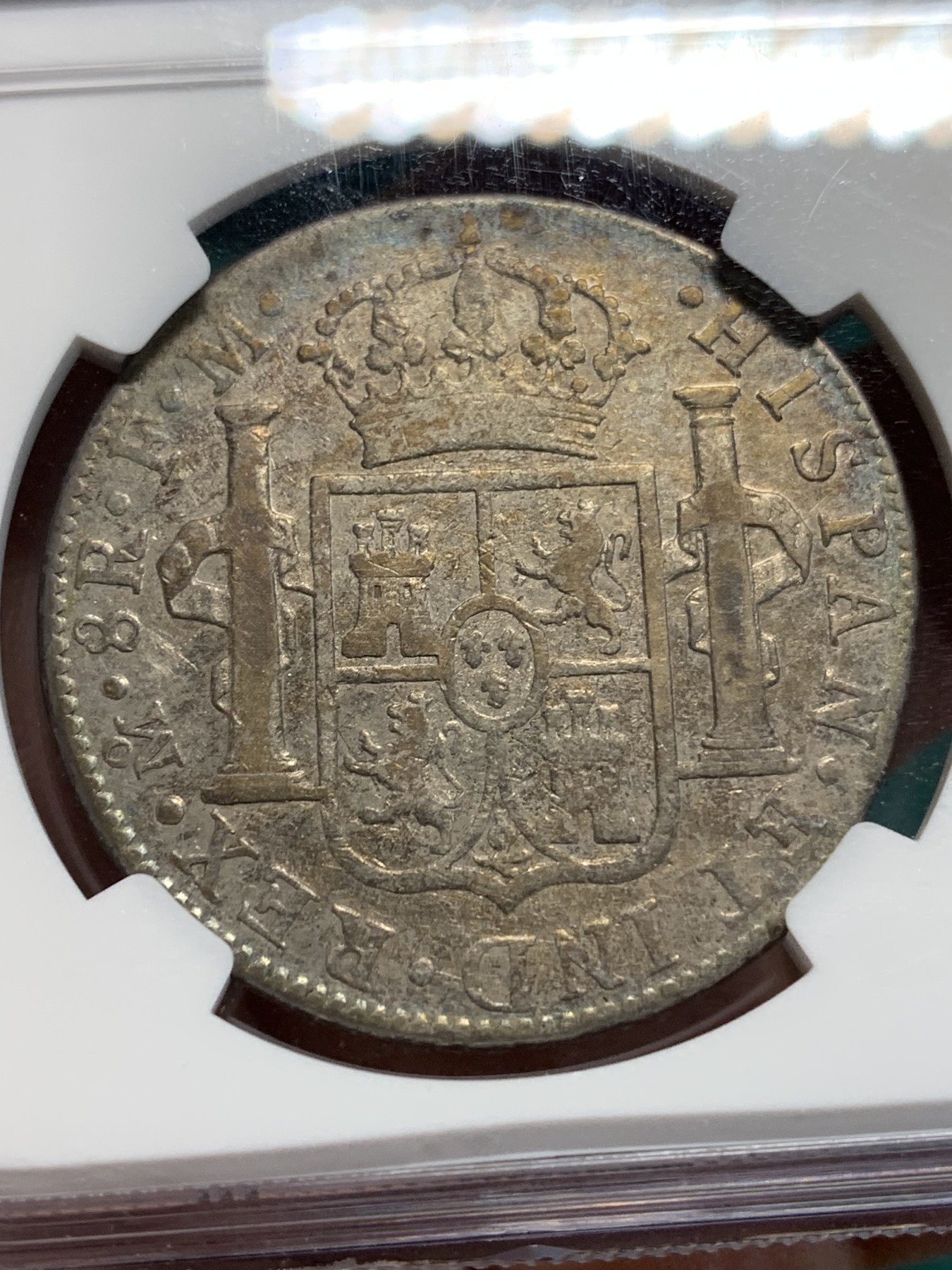 《竞宝斋》第194场-周日，周一 2场 (全场包邮) NGC-VFD 西属墨西哥1790年卡洛斯四世过渡版 8里亚尔银币 （卡三头像 卡四文字）