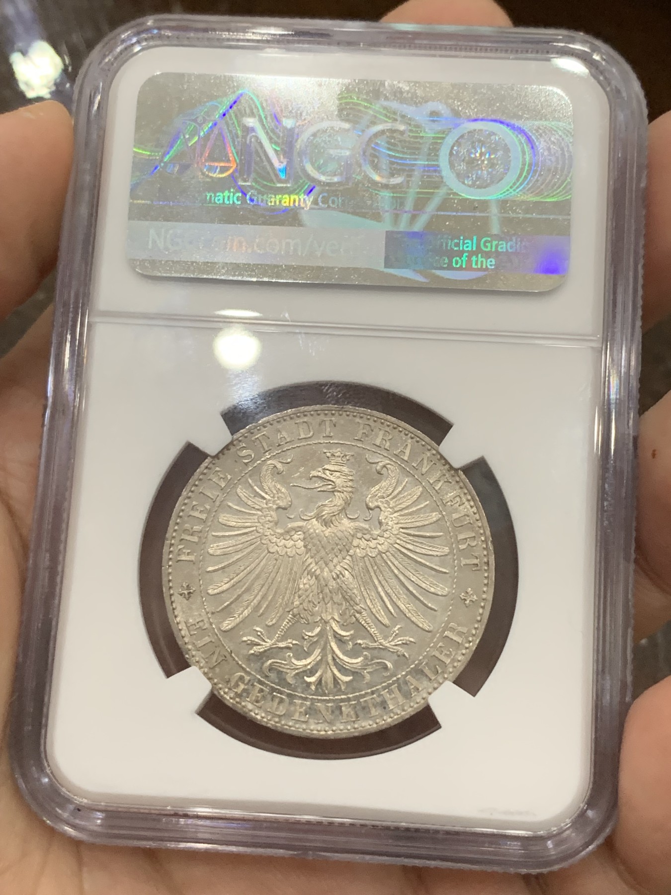 《竞宝斋》第194场-周日，周一 2场 (全场包邮) NGC-MS63PL 德国1863年王子会议泰勒银币，强镜面，带PL尾巴的不多见