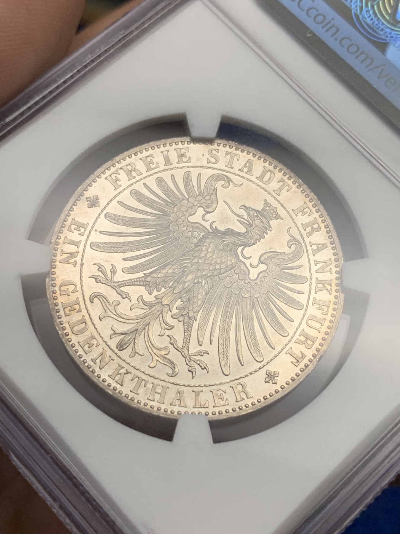 《竞宝斋》第194场-周日，周一 2场 (全场包邮) NGC-MS63PL 德国1863年王子会议泰勒银币，强镜面，带PL尾巴的不多见