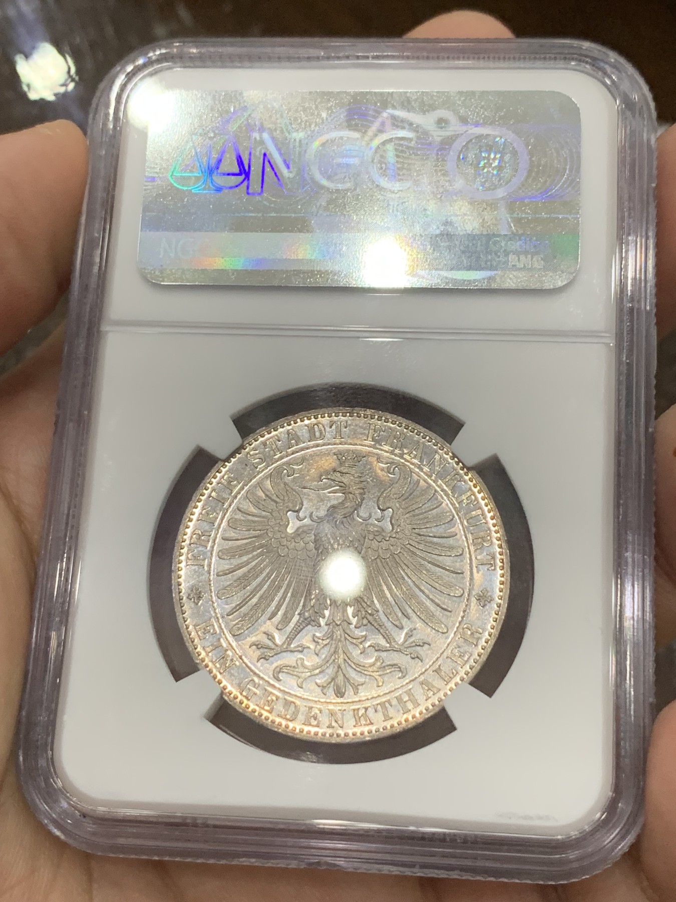 《竞宝斋》第194场-周日，周一 2场 (全场包邮) NGC-MS63PL 德国1863年王子会议泰勒银币，强镜面，带PL尾巴的不多见