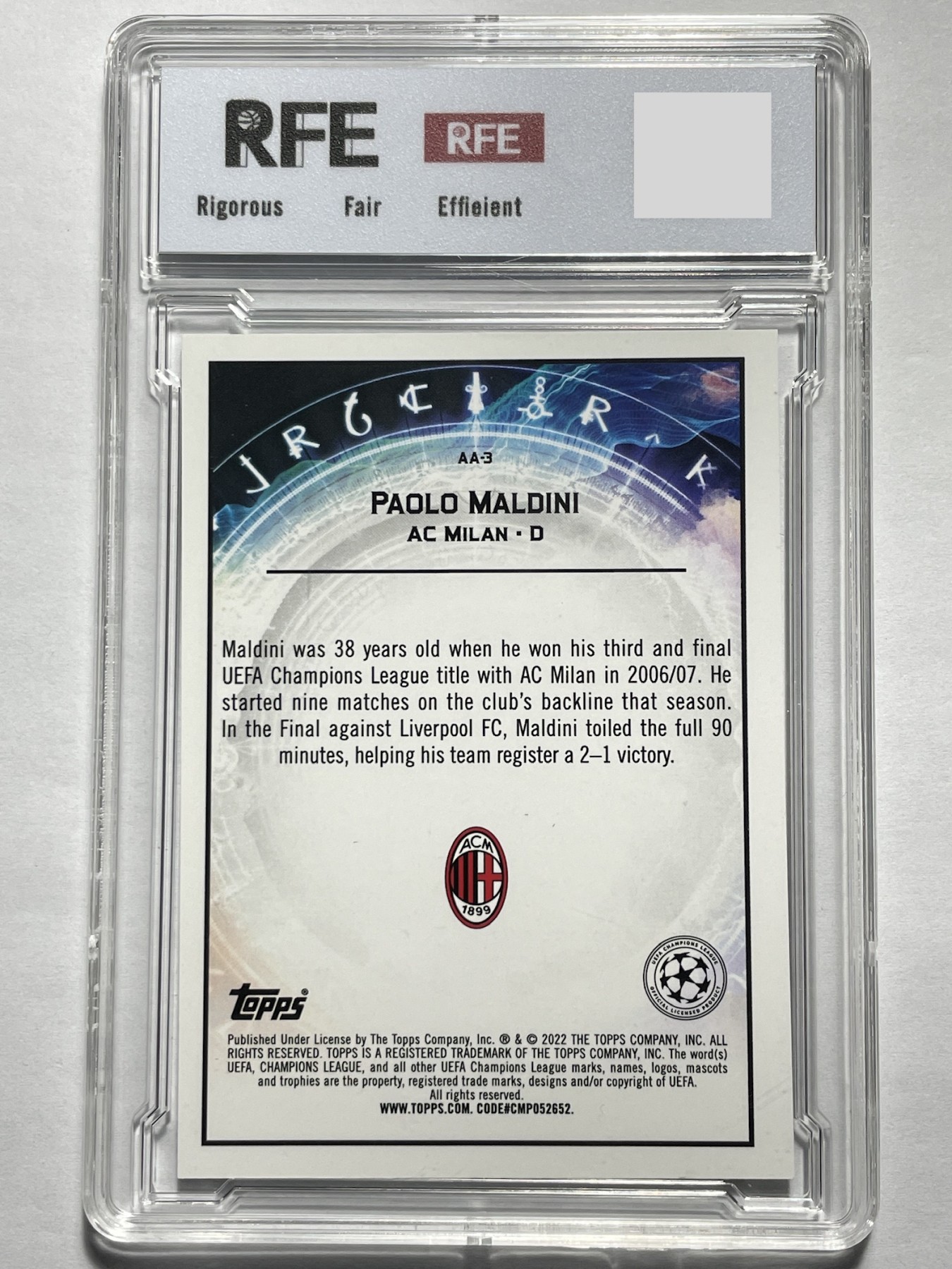【德藏】卡牌拍卖第3期 -{ 游戏王，球星卡 }专场 全场包邮 2021-22 Topps Merlin Paolo Maldini 马尔蒂尼 折射 AC米兰 RFE 9.5