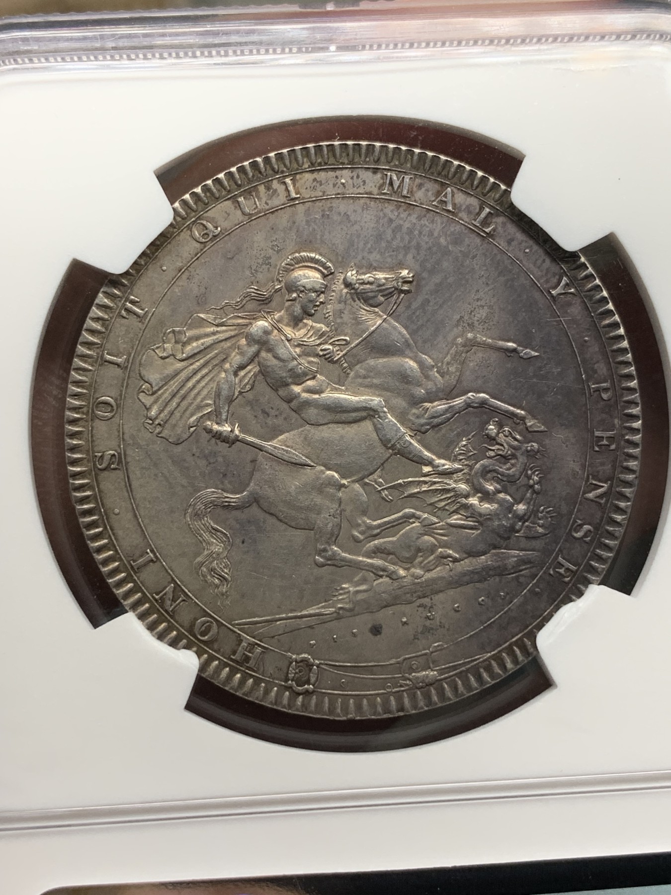 《竞宝斋》第194场-周日，周一 2场 (全场包邮) NGC UNC 英国1819年乔治三世马剑克朗大银币