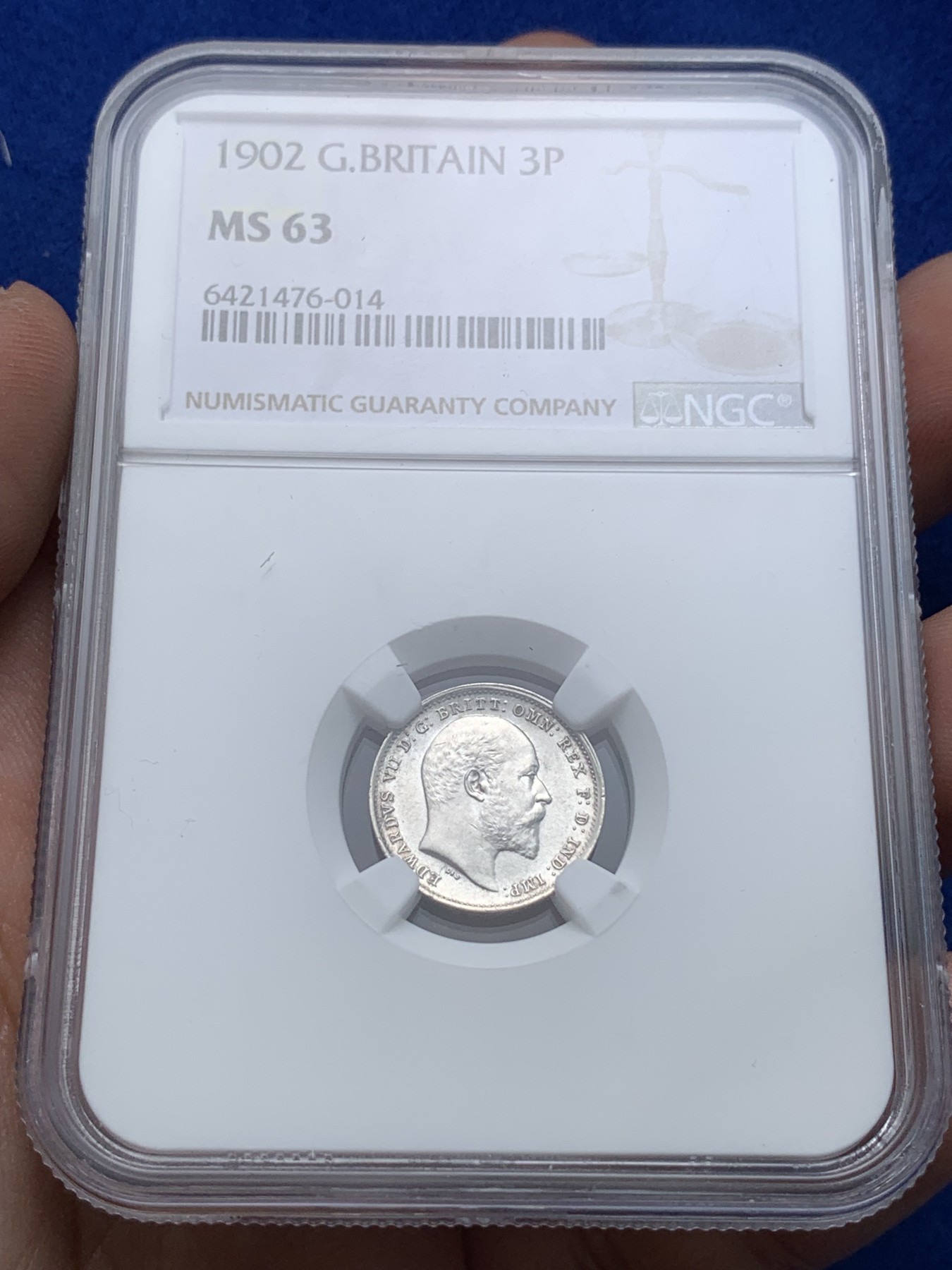 《竞宝斋》第194场-周日，周一 2场 (全场包邮) NGC-MS63 英国1902爱七3便士银币