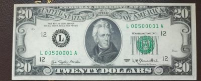 Au+ 美国纸币 1977年 20美金纸币 趣味号码 - Au+ 美国纸币 1977年 20美金纸币 趣味号码
