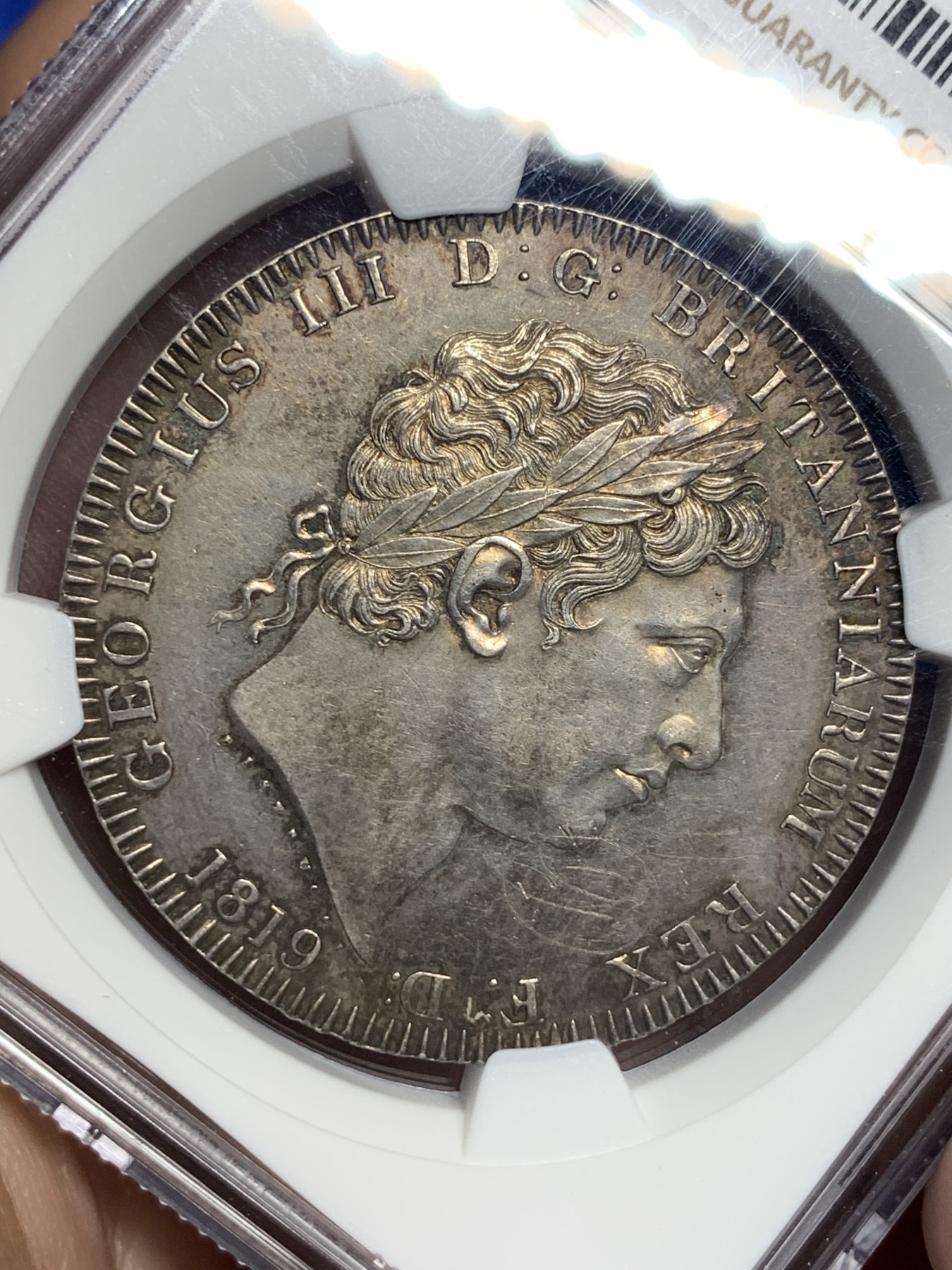 《竞宝斋》第194场-周日，周一 2场 (全场包邮) NGC UNC 英国1819年乔治三世马剑克朗大银币