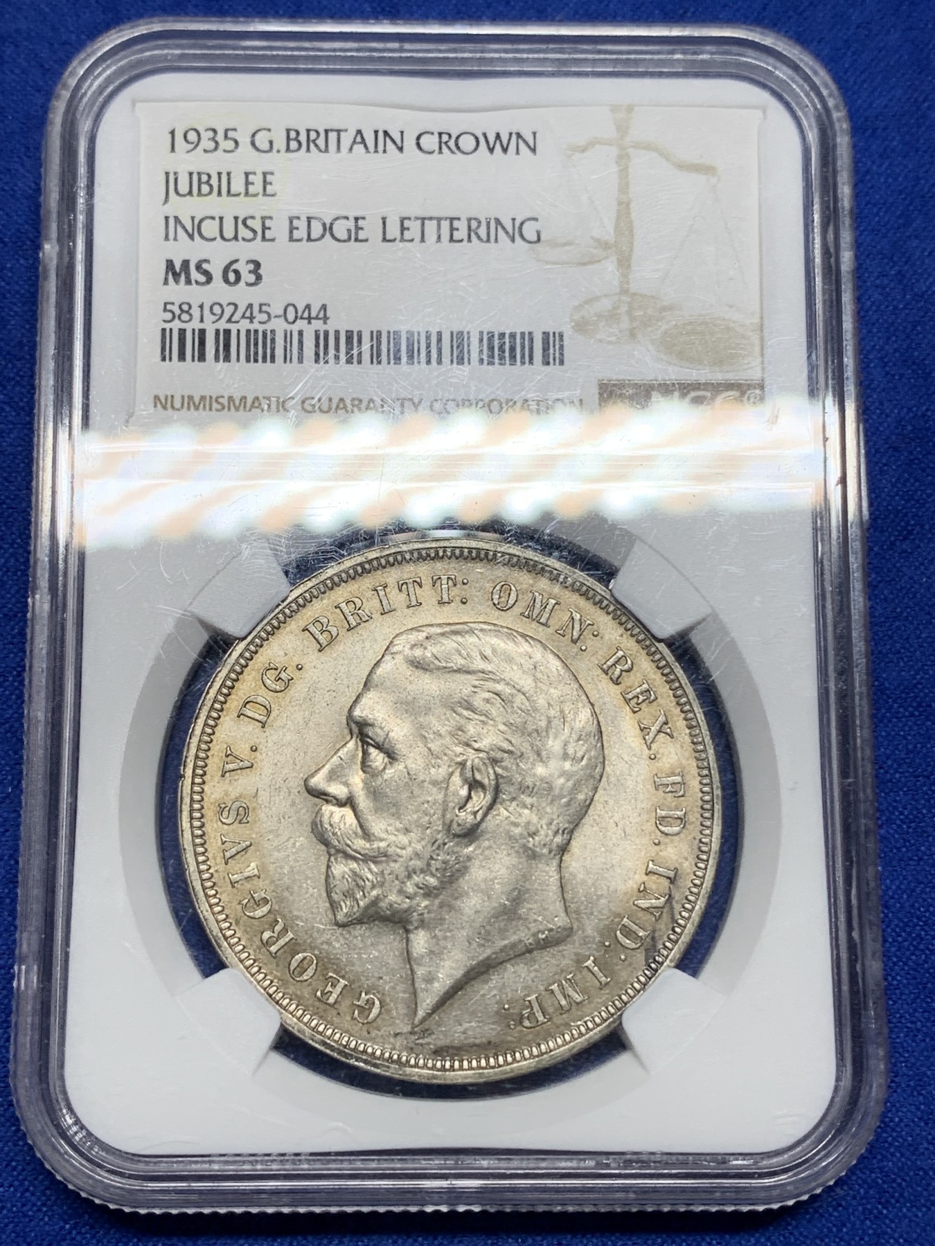 《竞宝斋》第194场-周日，周一 2场 (全场包邮) NGC-MS63 英国1935年 乔治五世木马剑 1克朗银币