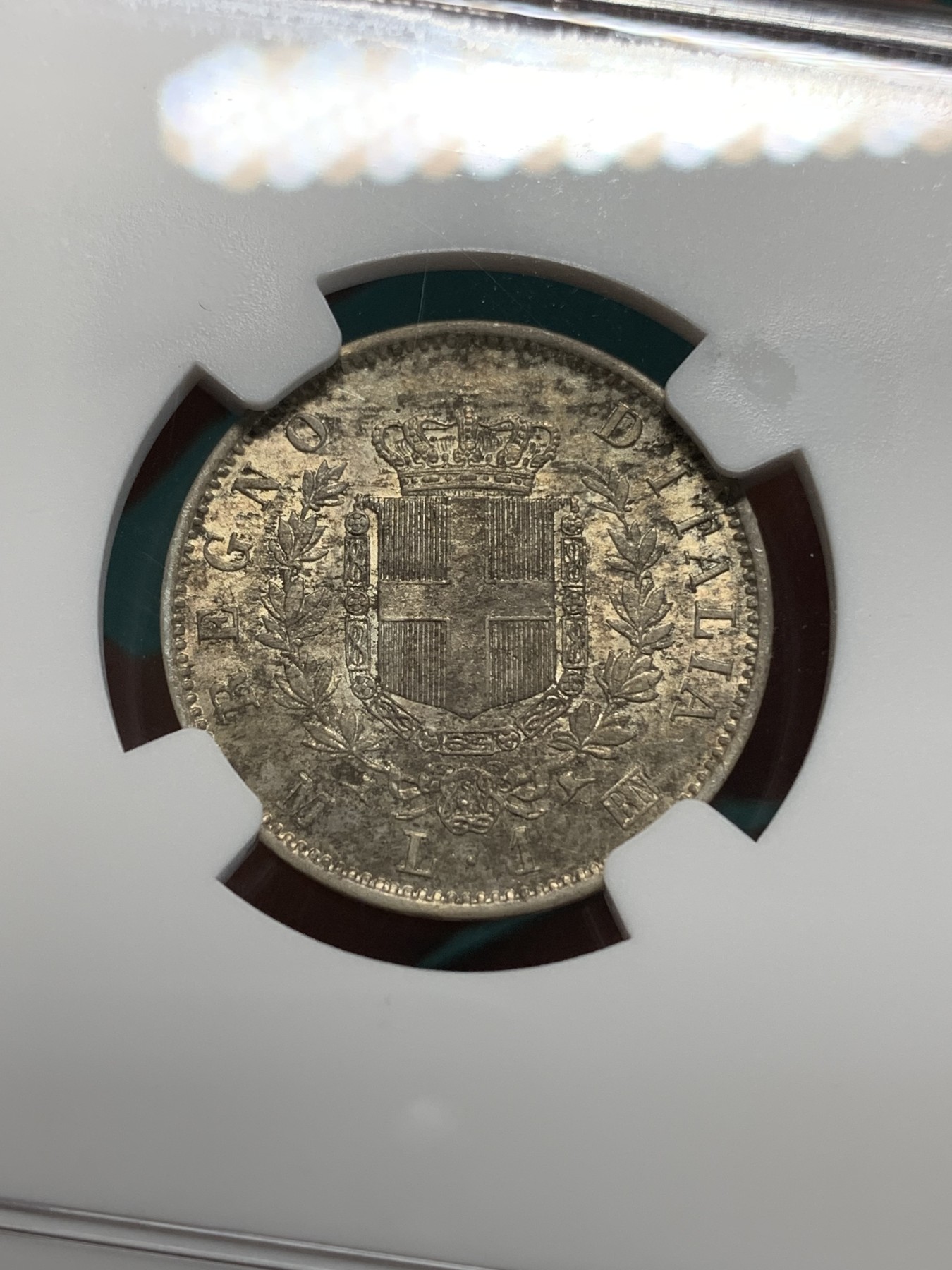 《竞宝斋》第194场-周日，周一 2场 (全场包邮) NGC-AUD 意大利1863年1里拉银币 转光UNC状态