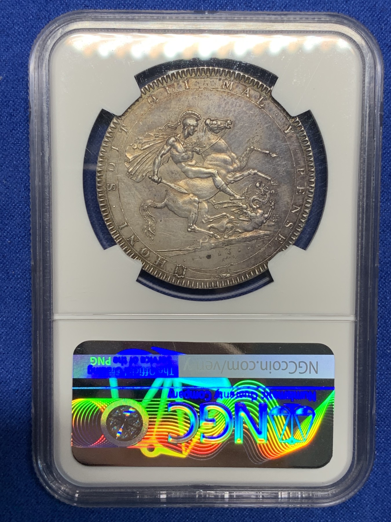 《竞宝斋》第194场-周日，周一 2场 (全场包邮) NGC UNC 英国1819年乔治三世马剑克朗大银币