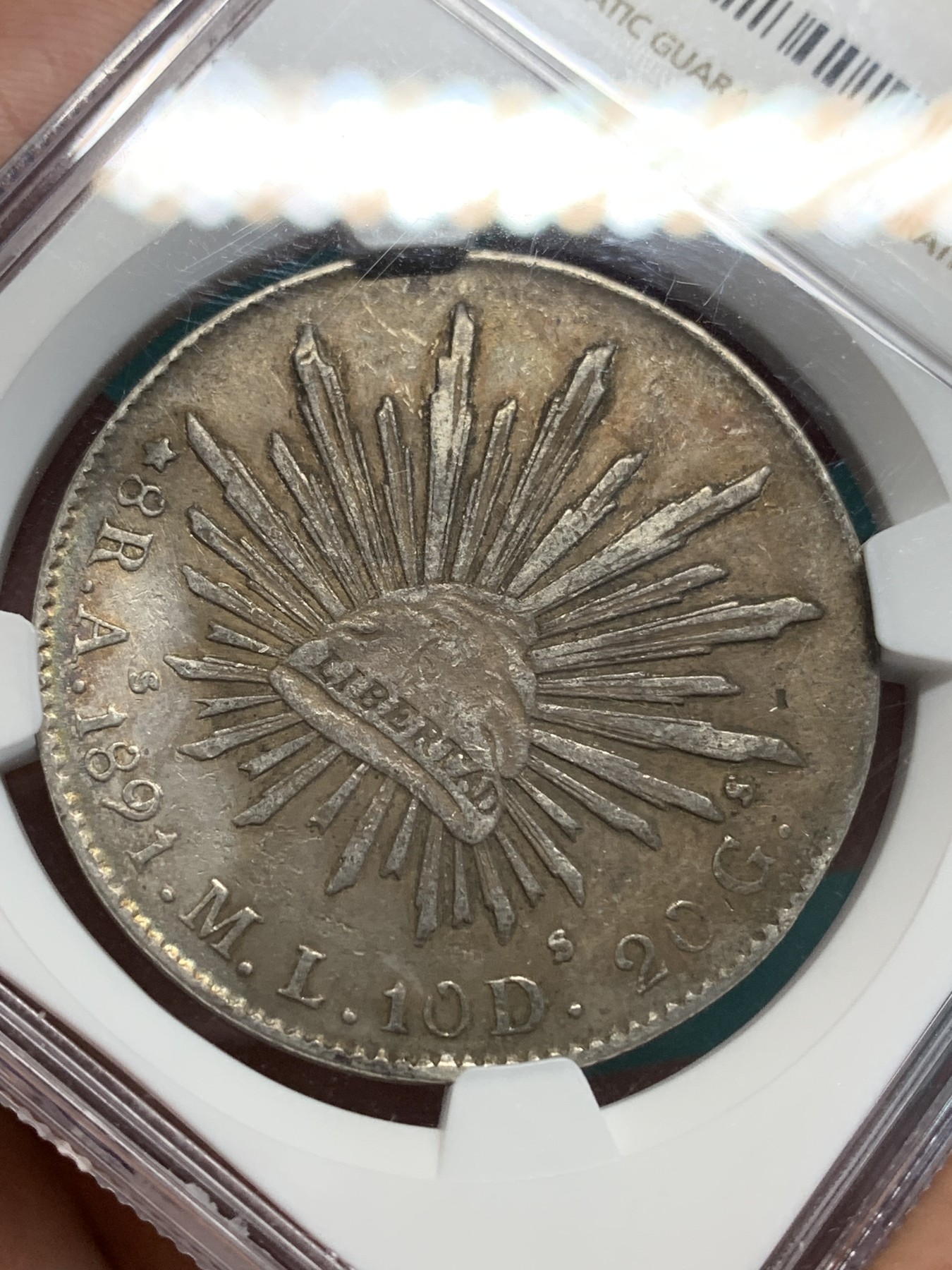 《竞宝斋》第194场-周日，周一 2场 (全场包邮) NGC AUD 墨西哥 鹰洋 8瑞尔银币 1891 AS ML 稀少厂别 铸造量仅53万枚