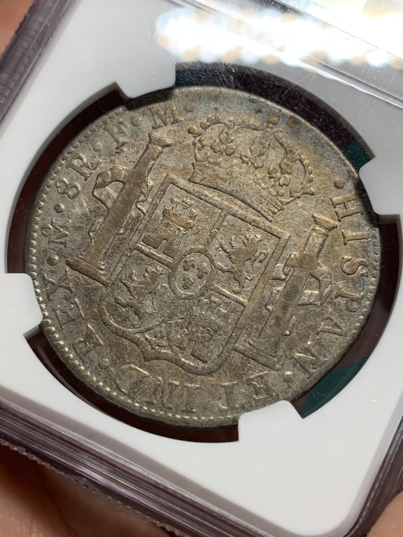 《竞宝斋》第194场-周日，周一 2场 (全场包邮) NGC-VFD 西属墨西哥1790年卡洛斯四世过渡版 8里亚尔银币 （卡三头像 卡四文字）