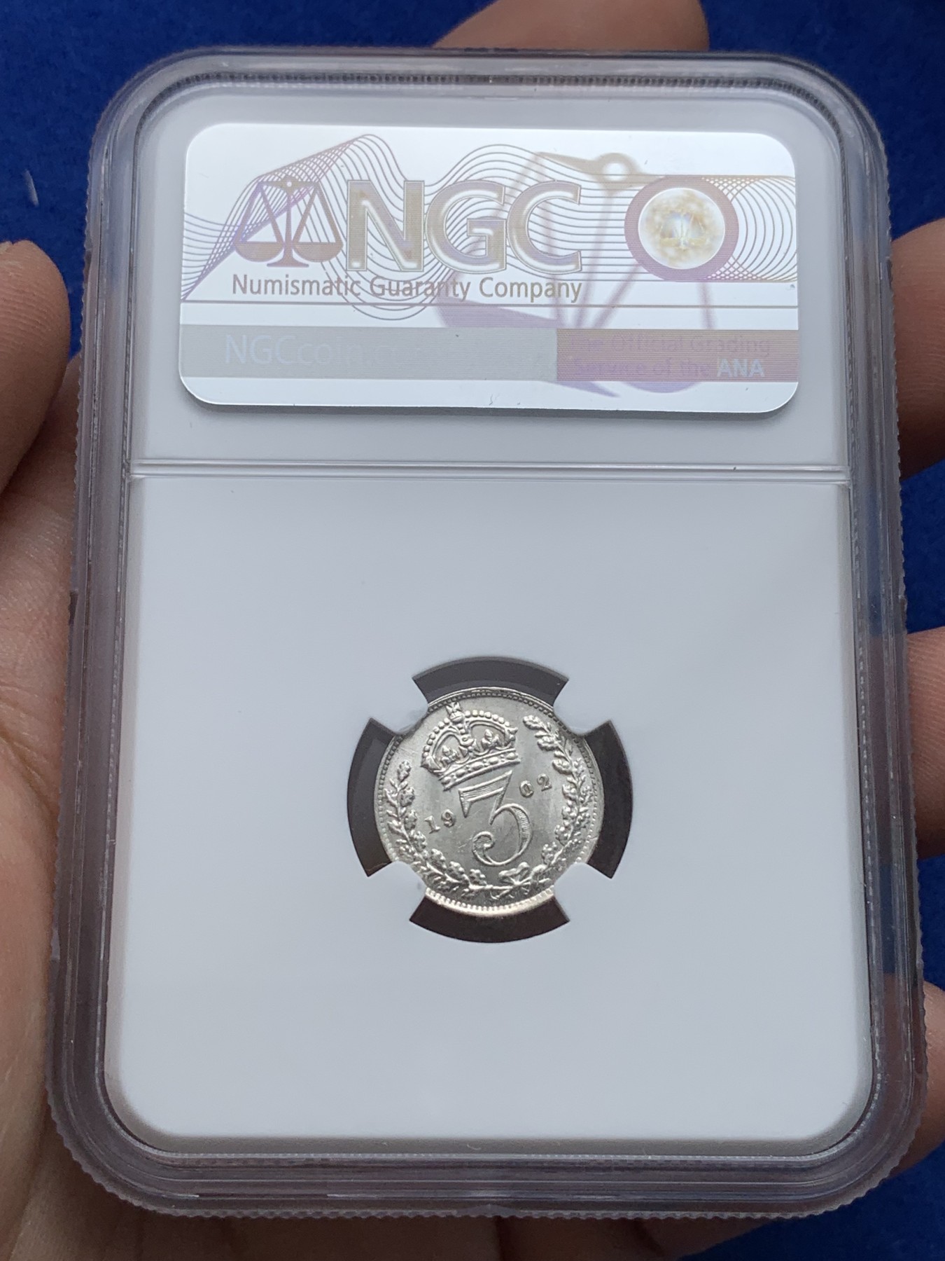 《竞宝斋》第194场-周日，周一 2场 (全场包邮) NGC-MS63 英国1902爱七3便士银币