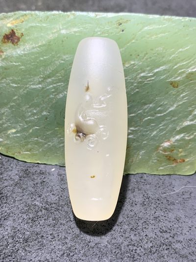 精美高玉化海洋玉髓手工雕刻平步青云大桶珠一个！寓意：平步青云， - 精美高玉化海洋玉髓手工雕刻平步青云大桶珠一个！寓意：平步青云，