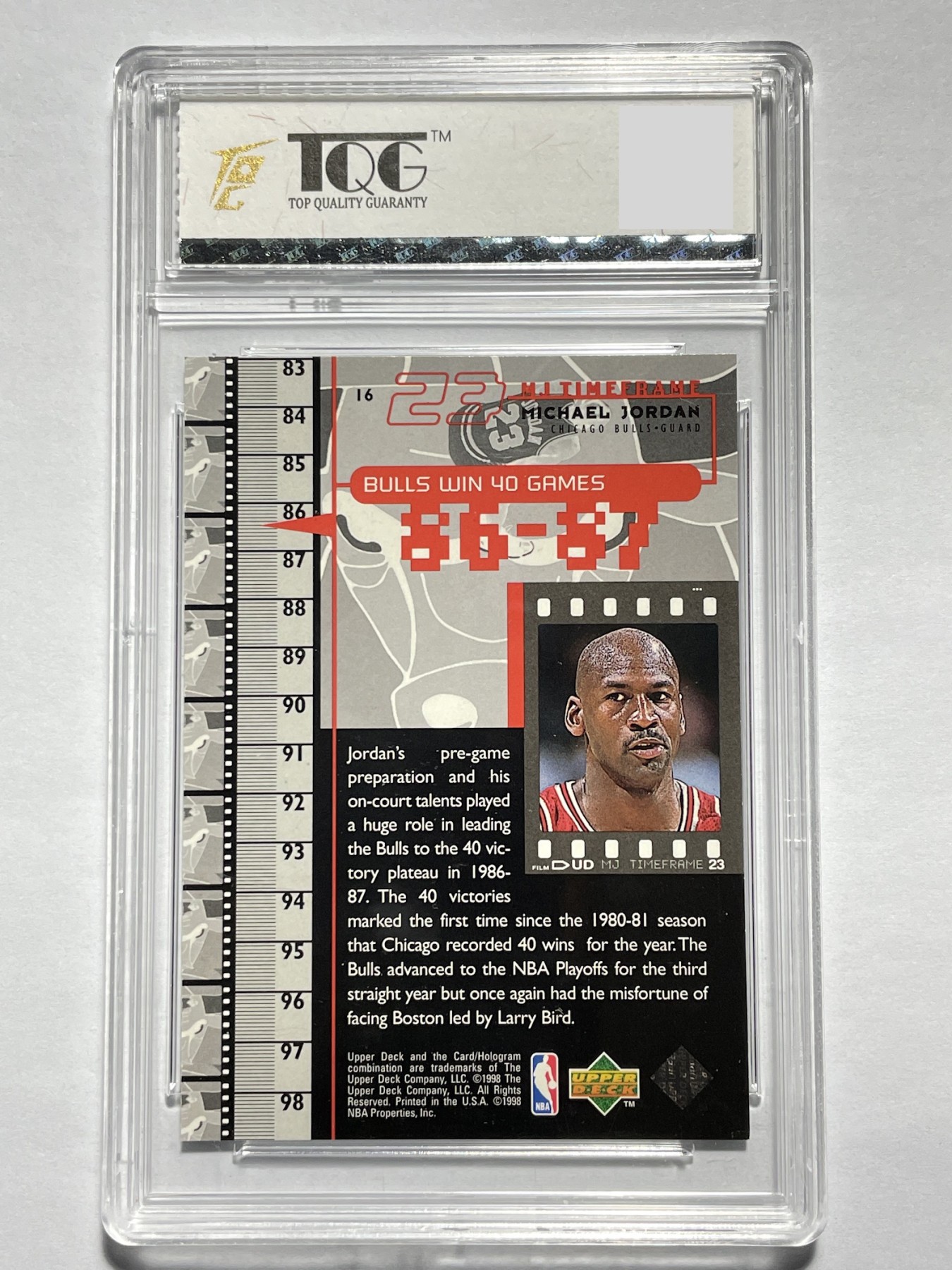 【德藏】卡牌拍卖第3期 -{ 游戏王，球星卡 }专场 全场包邮 1998 UpperDeck 迈克尔-乔丹 胶片系列（86-87）TQC 9.5