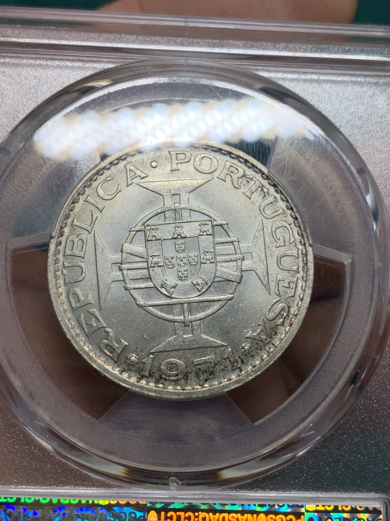 《竞宝斋》第194场-周日，周一 2场 (全场包邮) PCGS MS65 1971年澳门5元银币 卷拆原光